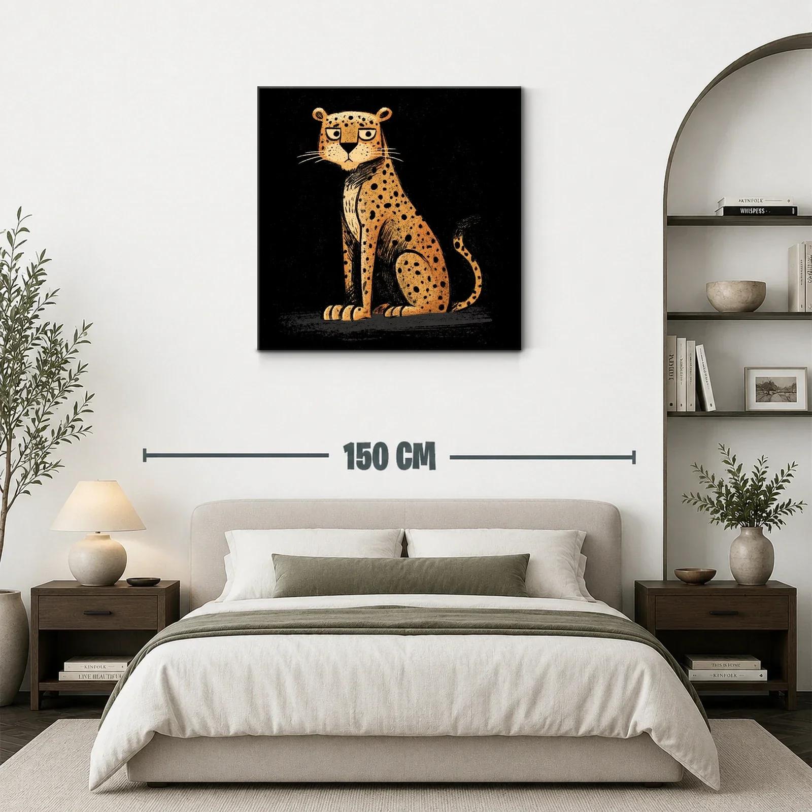 Leopardo de manchas negras en fondo oscuro expresivo — miniatura 3