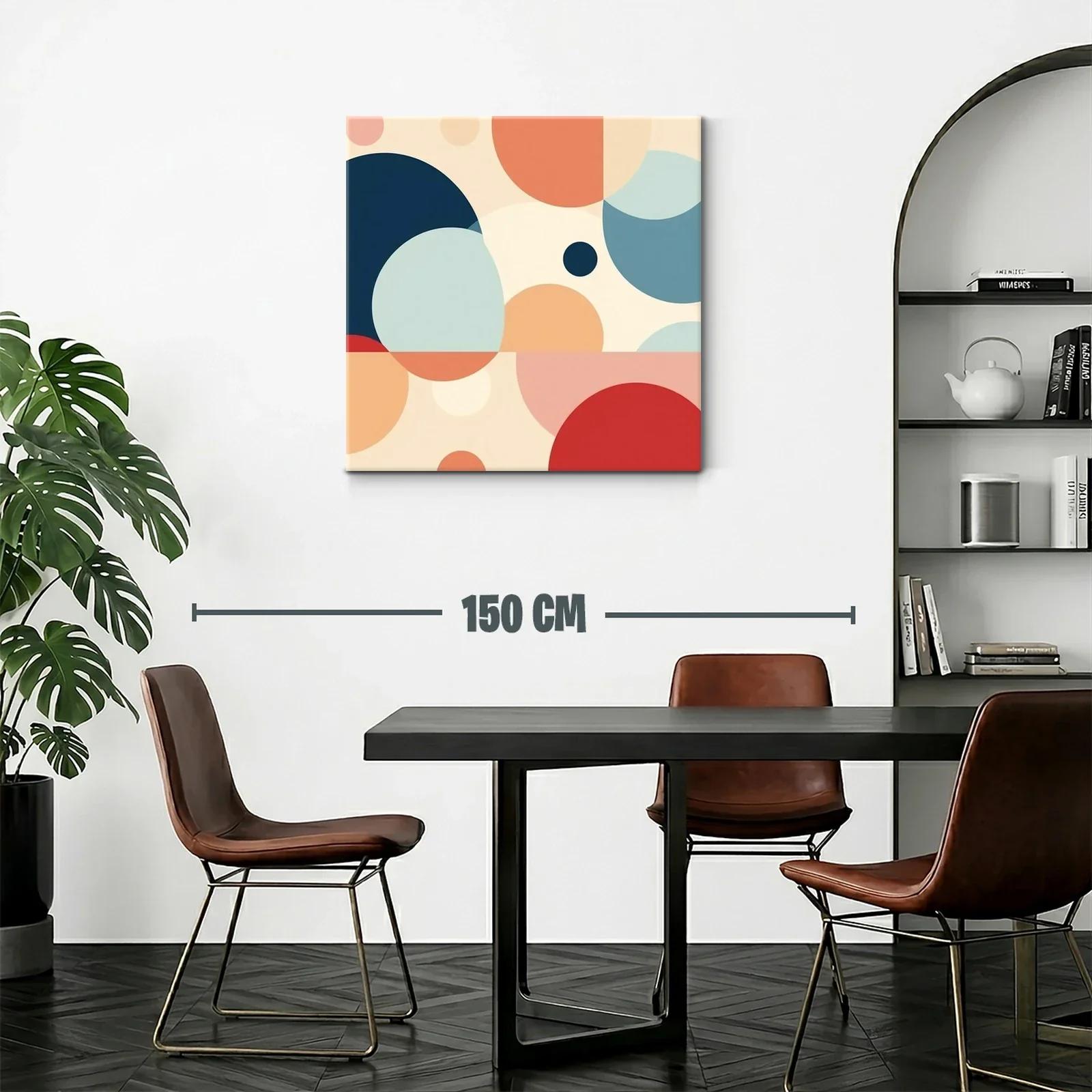 Composición abstracta con círculos en tonos cálidos y azulados — miniatura 2
