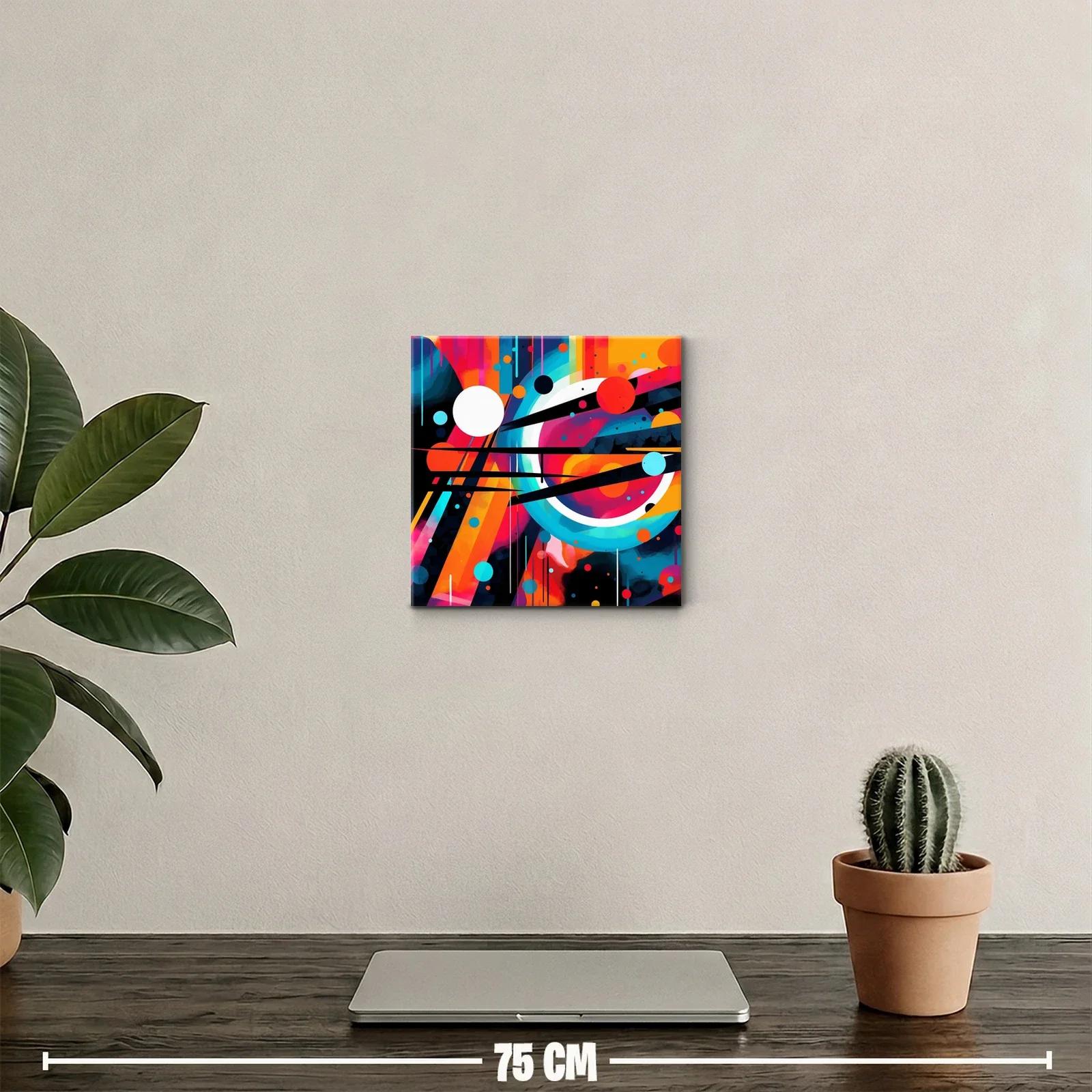 Cuadro abstracto con formas geométricas y colores vibrantes — miniatura 2