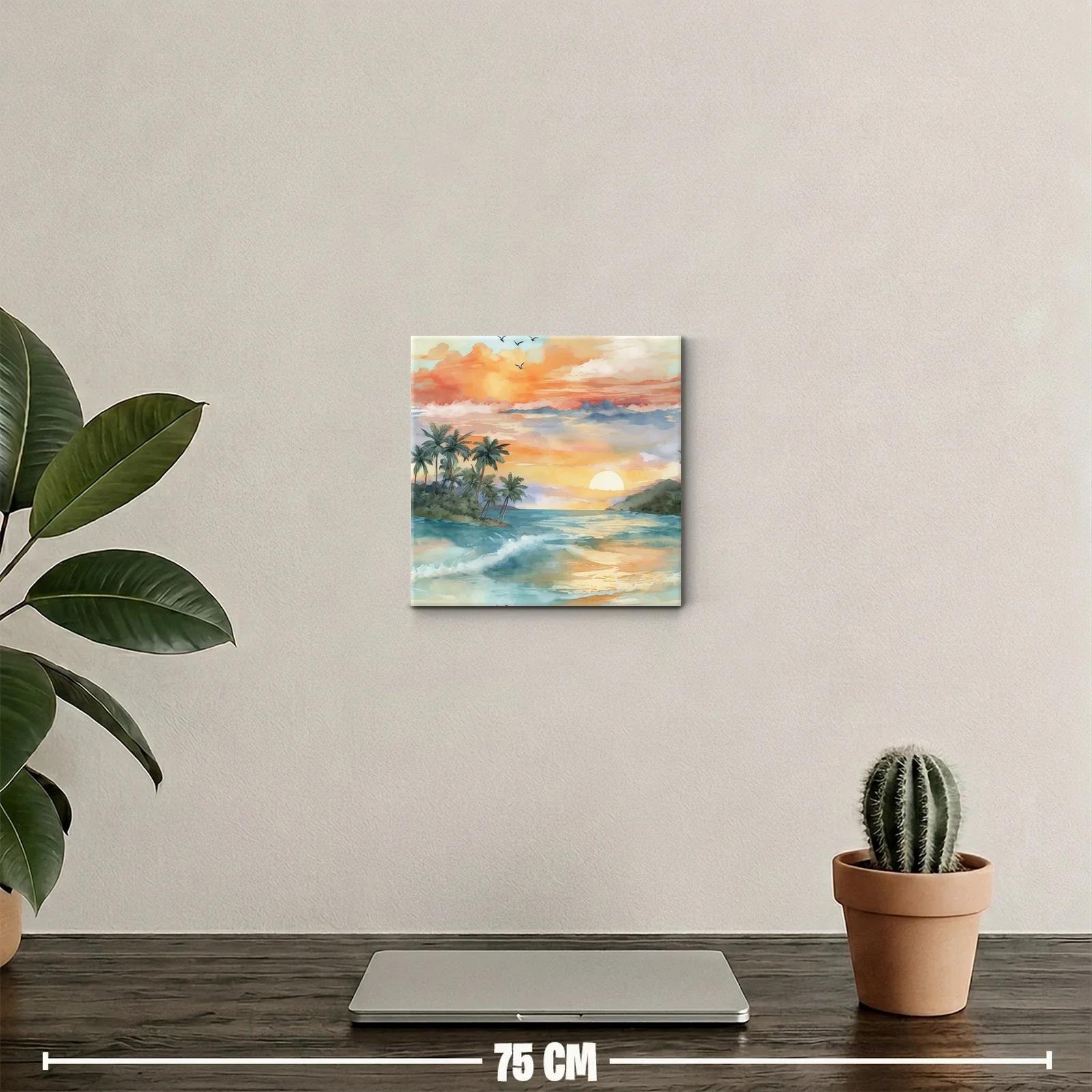Atardecer tropical con palmeras y mar en calma — miniatura 2