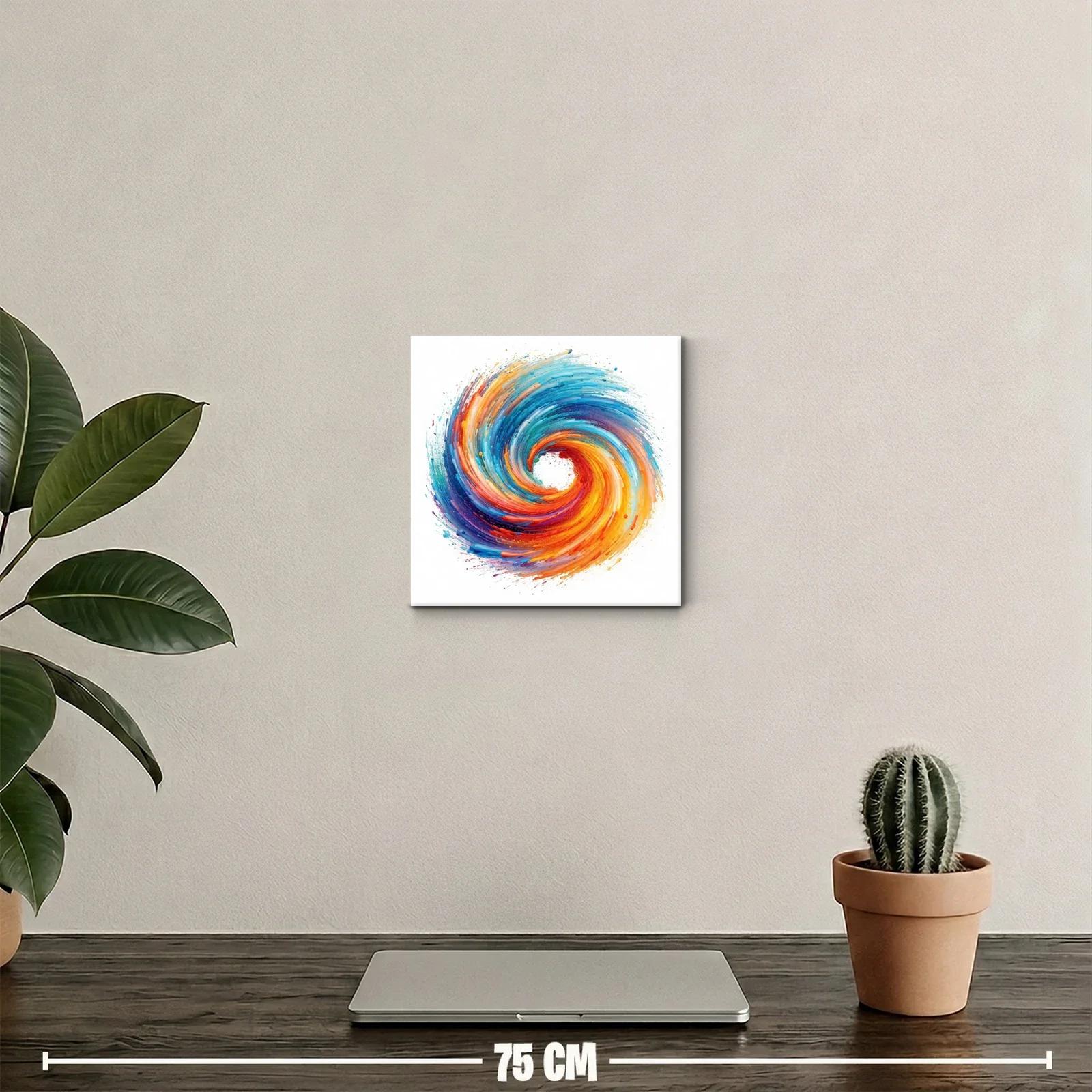 Cuadro abstracto con remolino vibrante de colores cálidos y fríos — miniatura 2