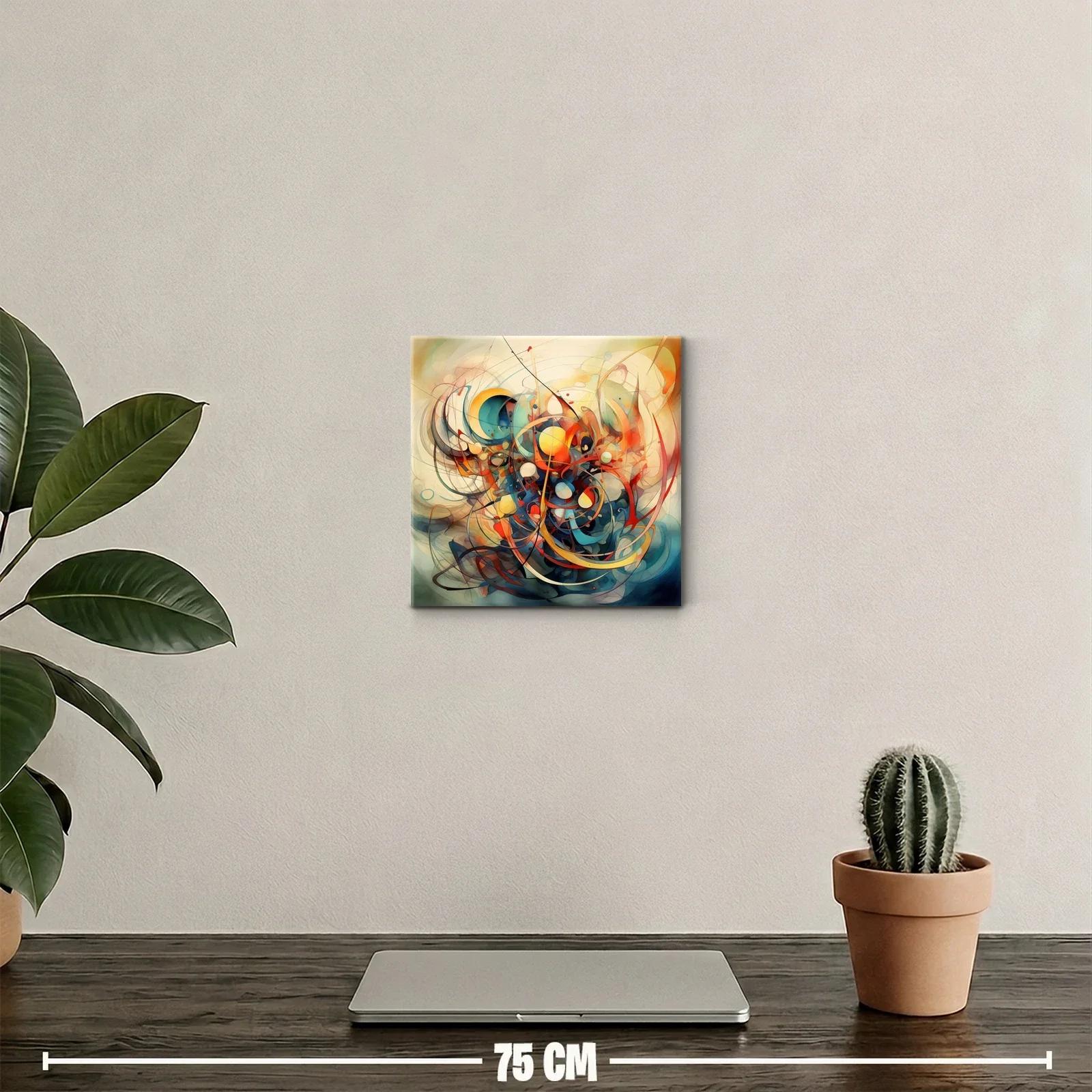 Cuadro abstracto en paleta cálida de formas dinámicas — miniatura 2