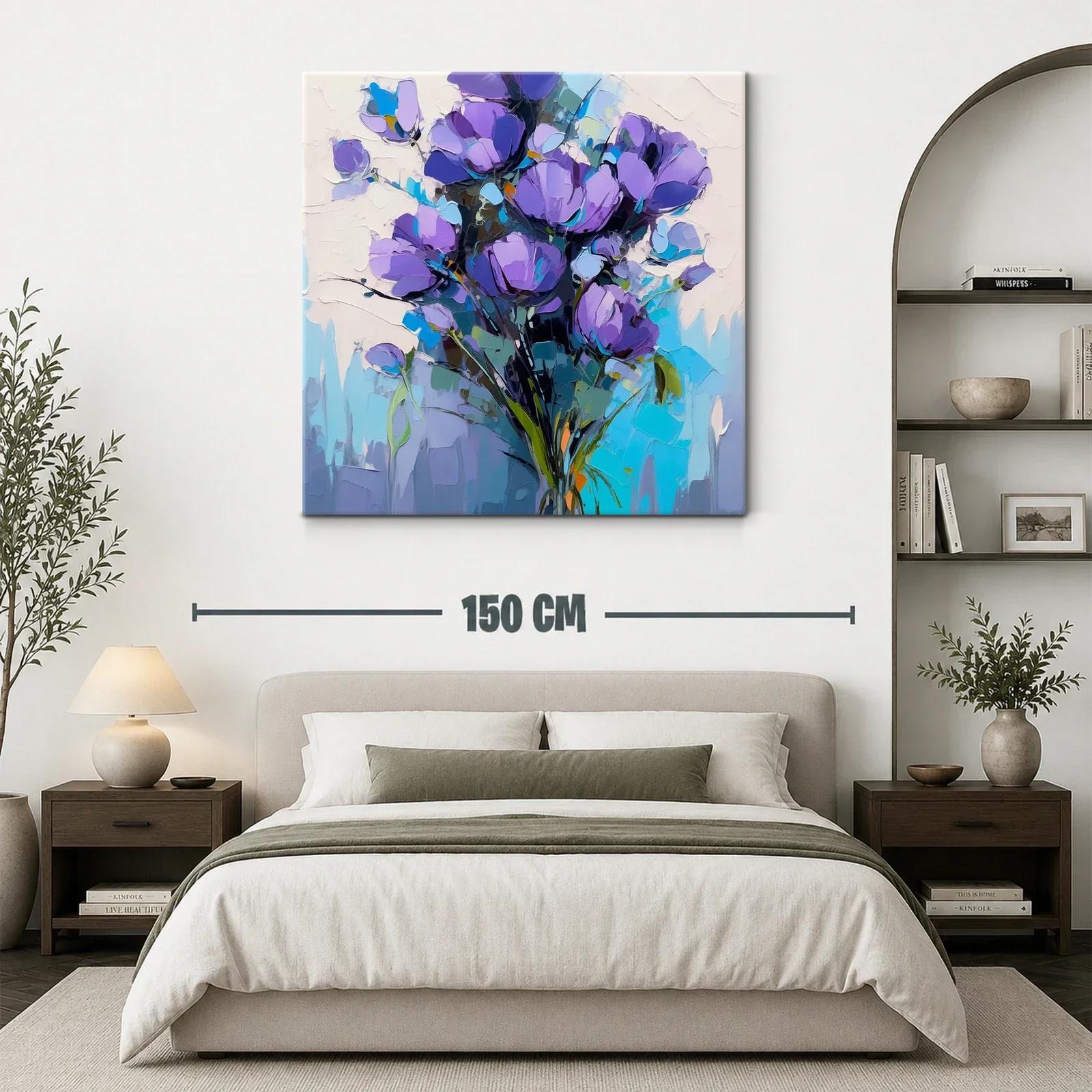 Ramo de flores violetas con fondo en tonos azules y blancos — miniatura 3