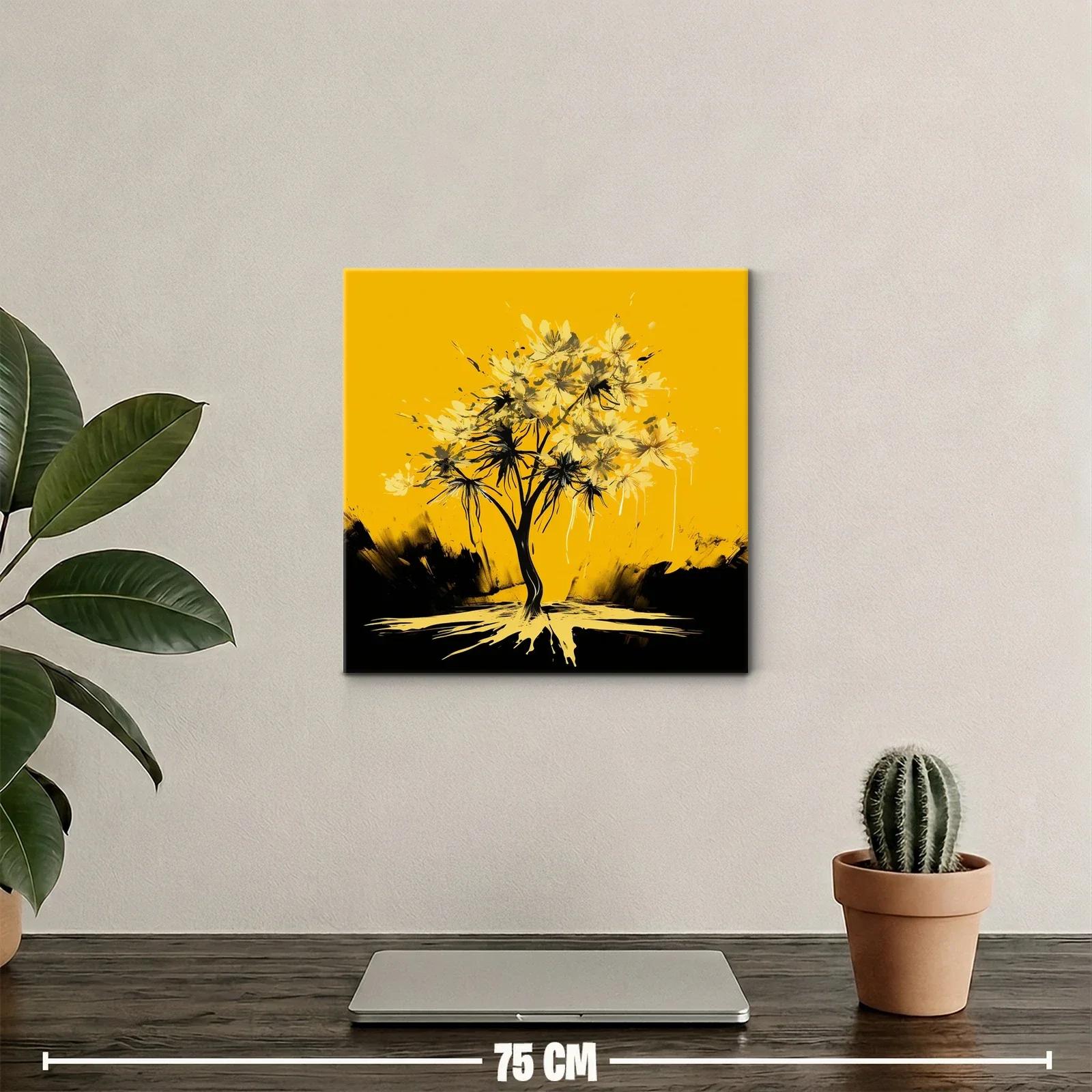 Árbol abstracto con flores amarillas sobre fondo vibrante — miniatura 2