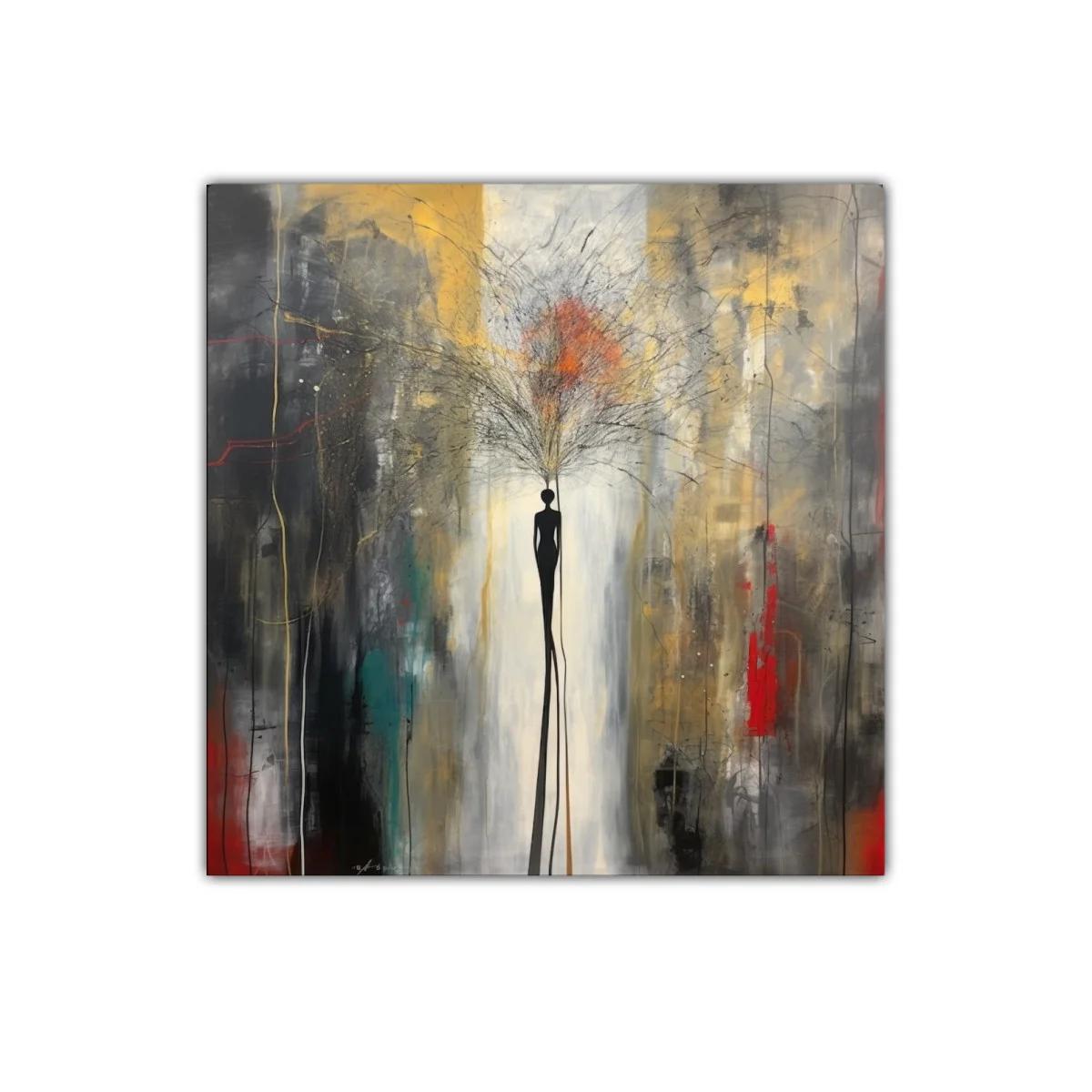 Figura alargada con explosión de color en fondo abstracto — miniatura 1