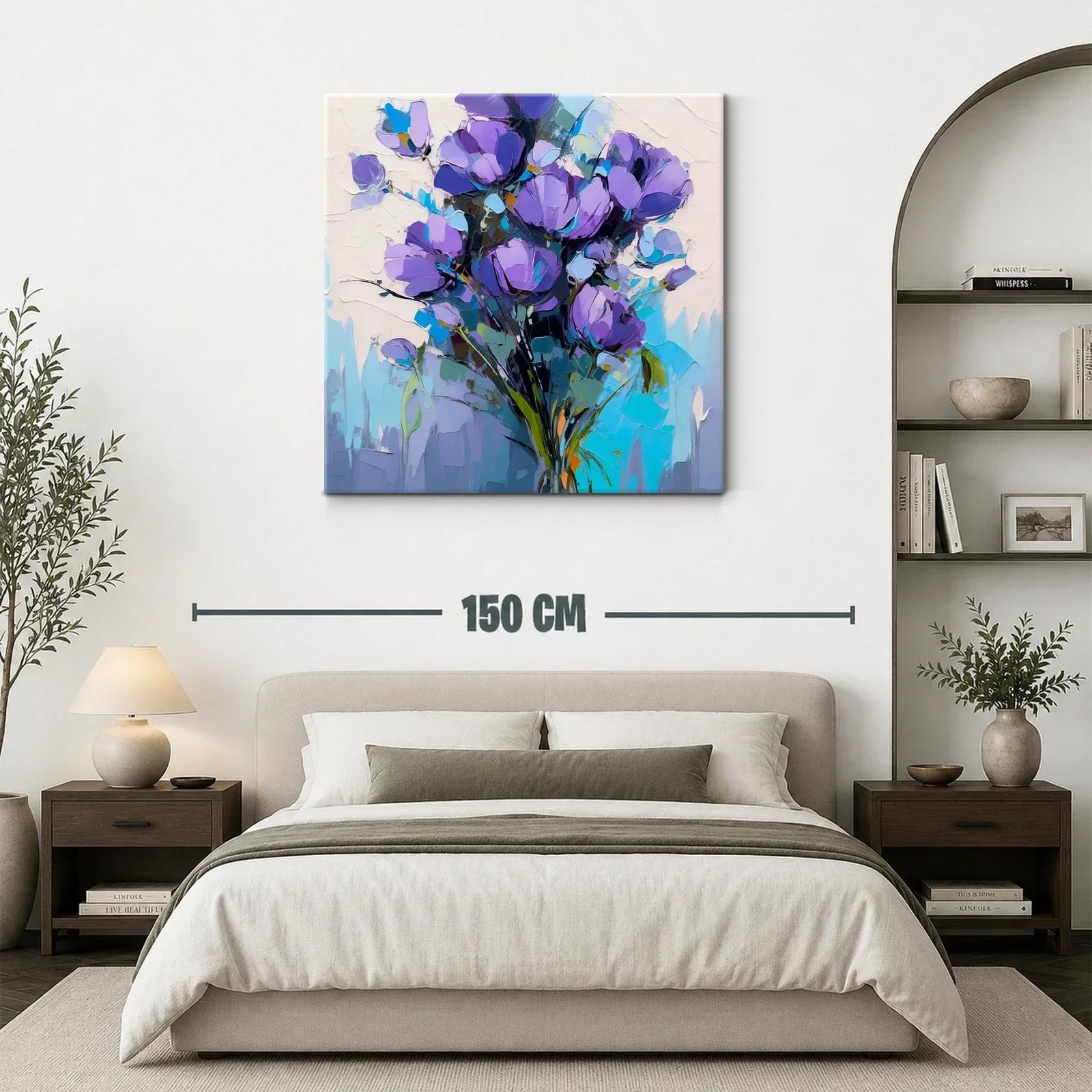Ramo de flores violetas con fondo en tonos azules y blancos — miniatura 3