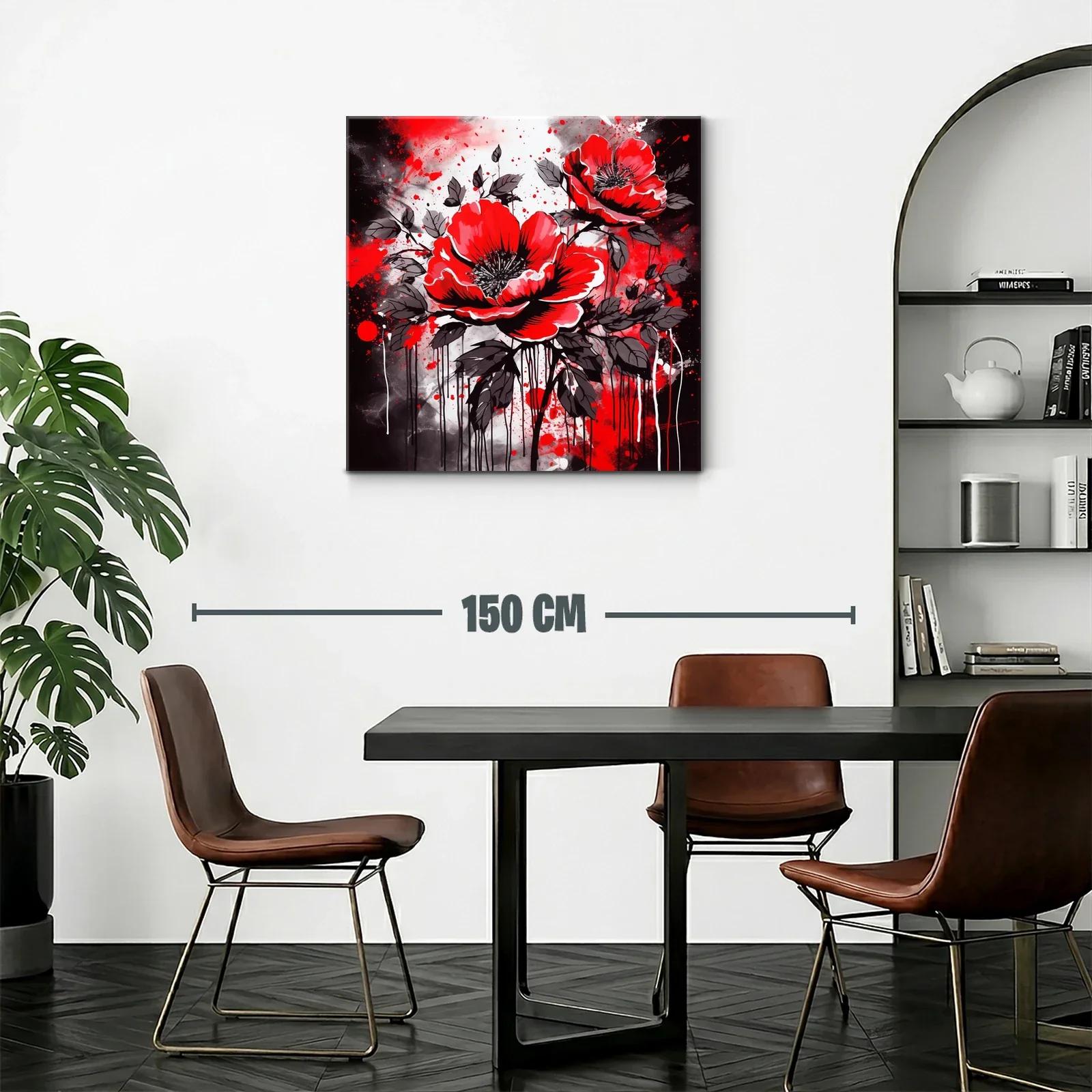Cuadro floral con amapolas rojas y contraste oscuro — miniatura 2