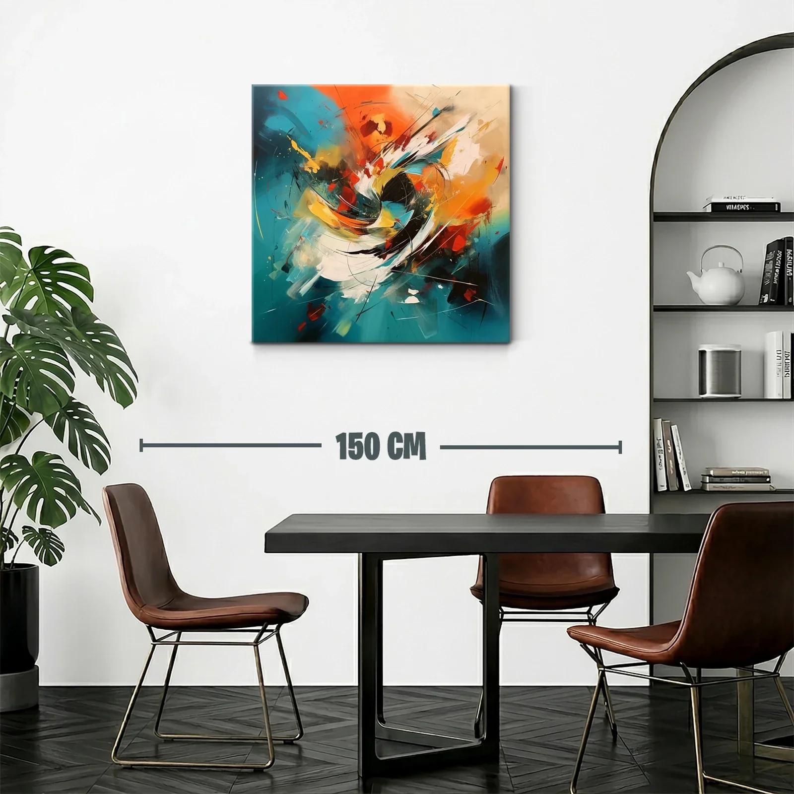 Cuadro abstracto enérgico con tonos cálidos y azules vibrantes — miniatura 2