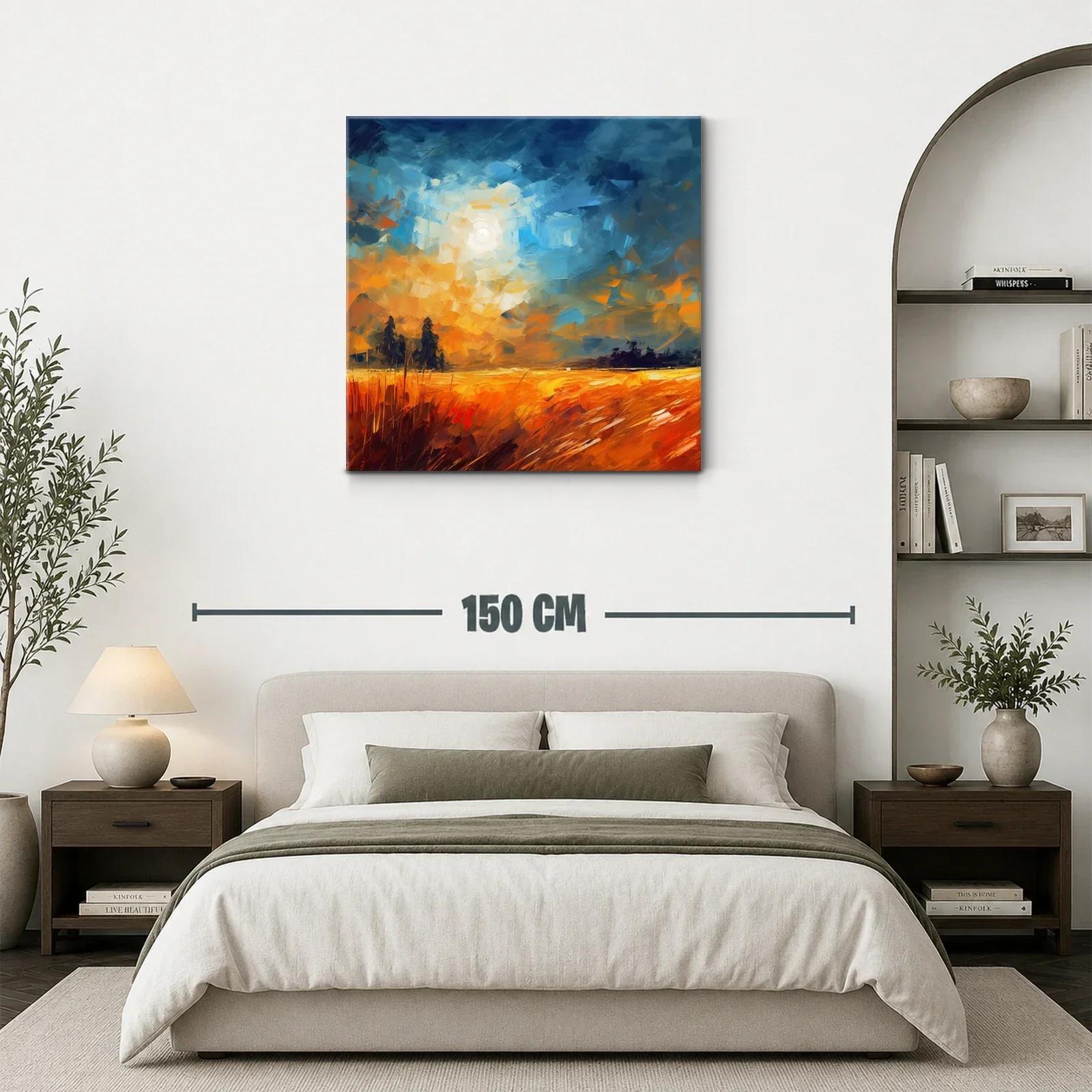 Paisaje abstracto de campo dorado al atardecer — miniatura 3