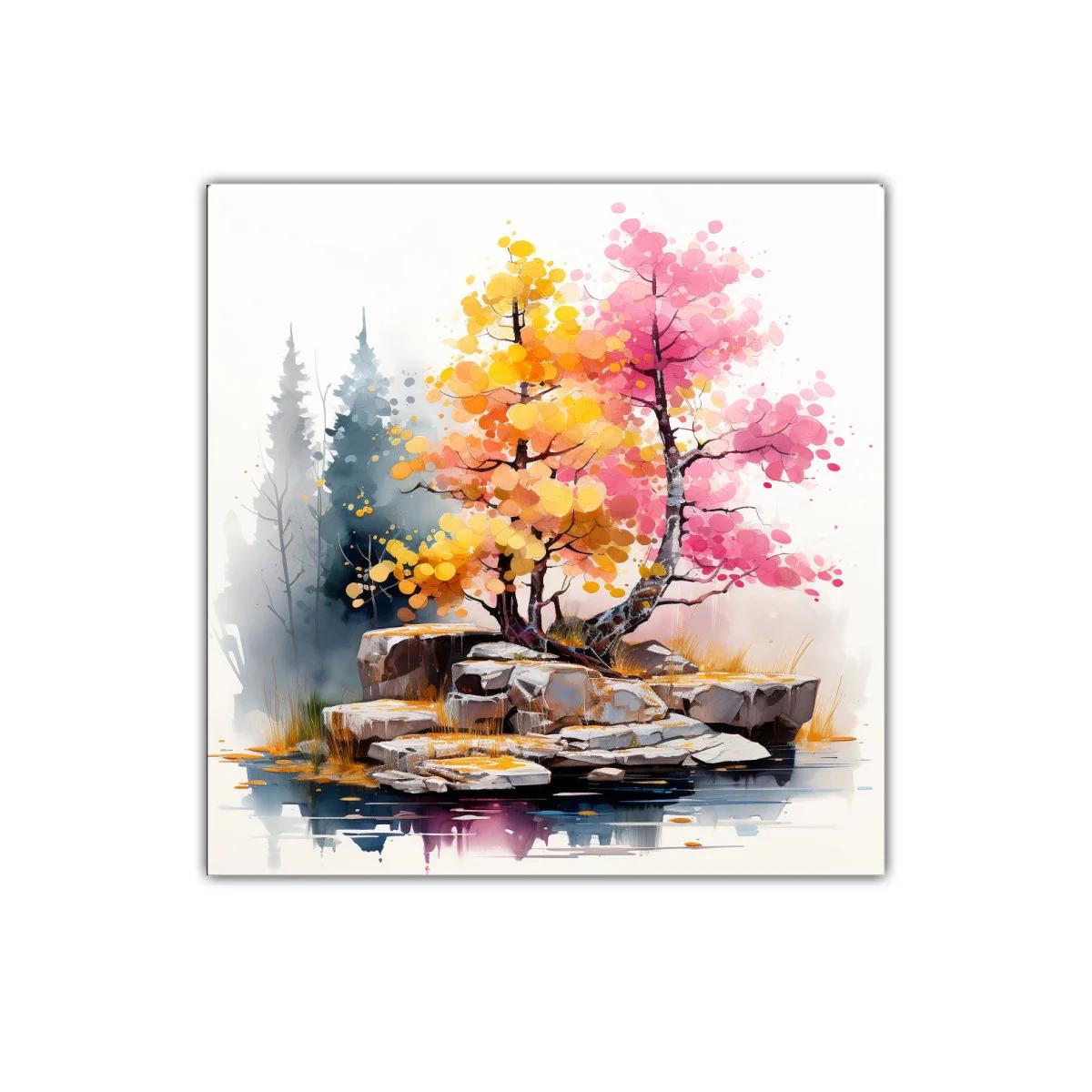 Paisaje de otoño vibrante con árboles de colores brillantes — miniatura 1