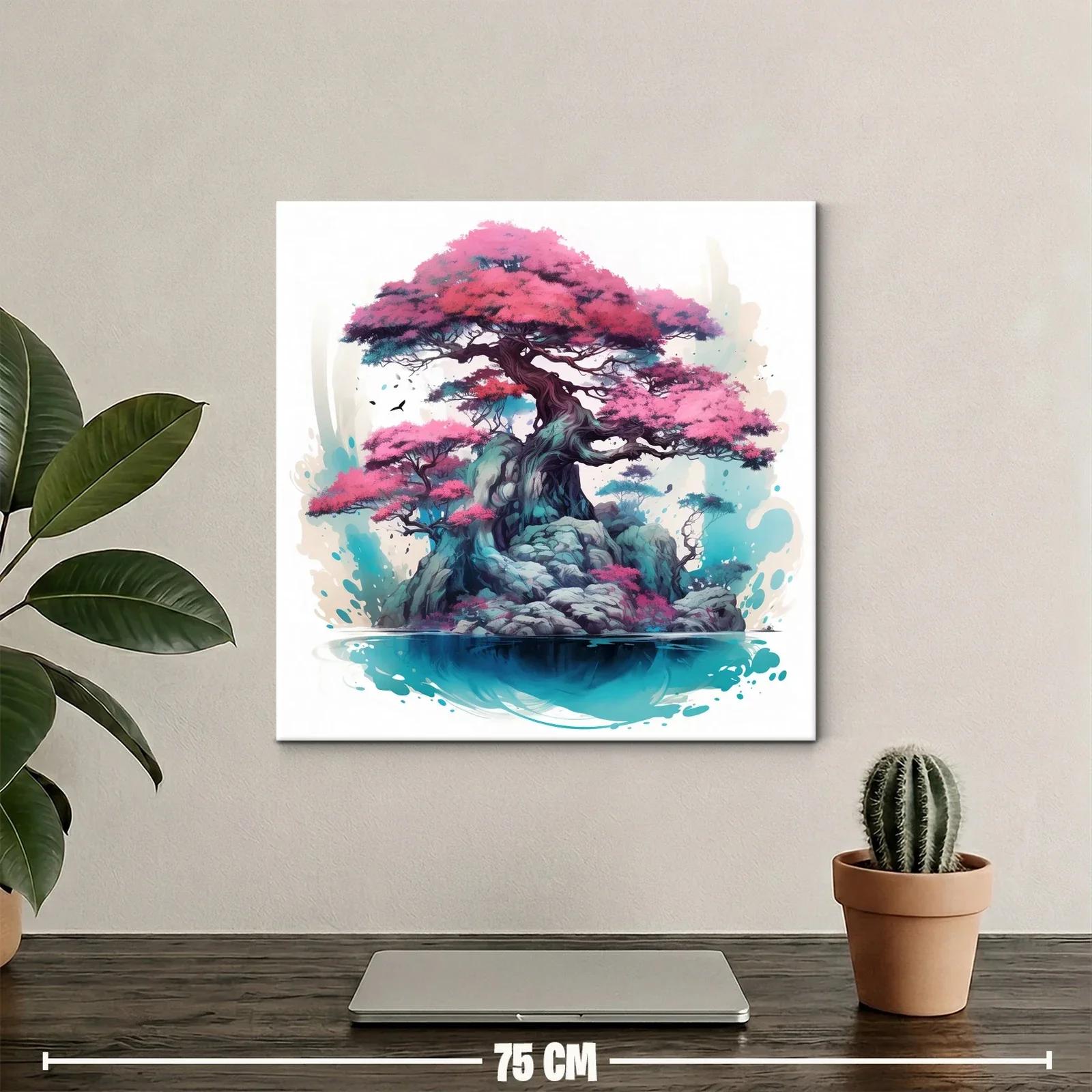 Árbol de Bonsái en Isla con Tonos Rosados y Azules — miniatura 2