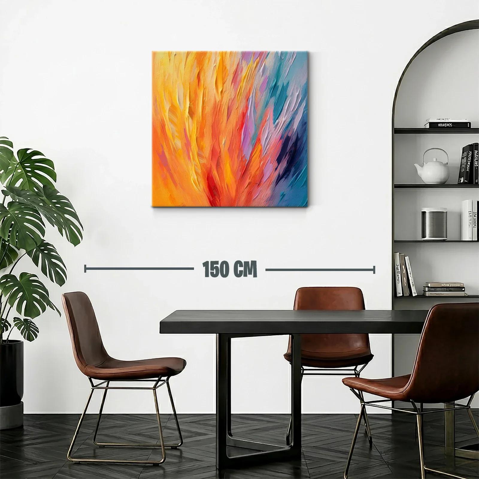 Cuadro abstracto en vibrantes tonos cálidos y fríos — miniatura 2