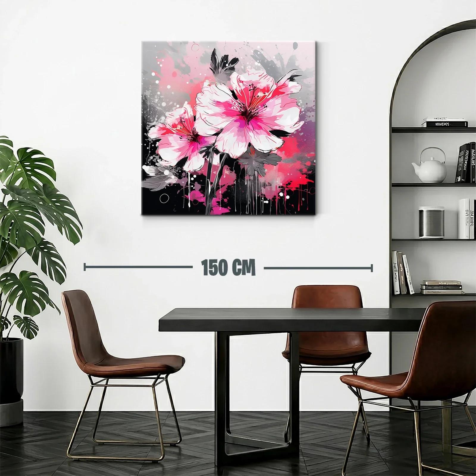 Flores vibrantes en tonos rosas y grises modernos — miniatura 2