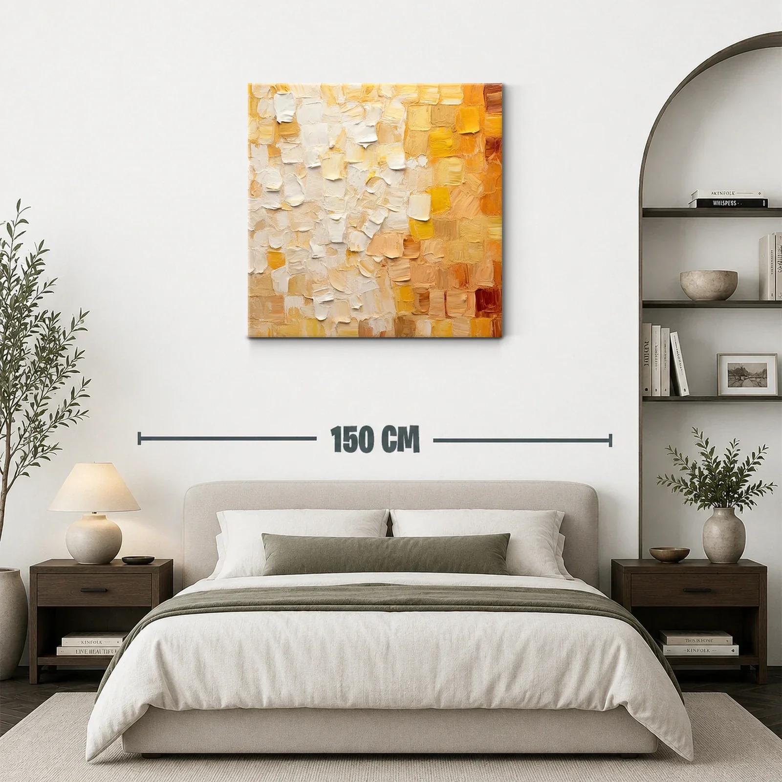 Cuadro abstracto tonos cálidos para ambiente acogedor — miniatura 3