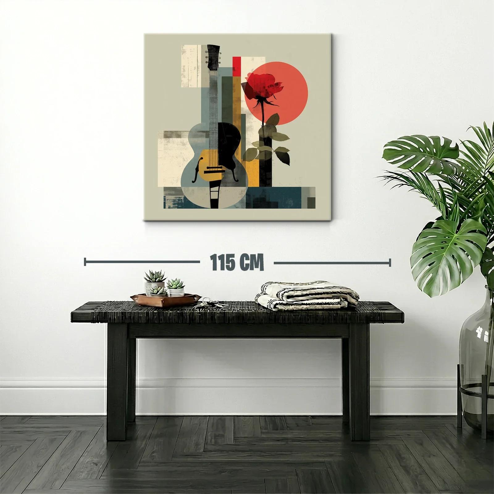 Composición abstracta con guitarra y rosa roja — miniatura 2
