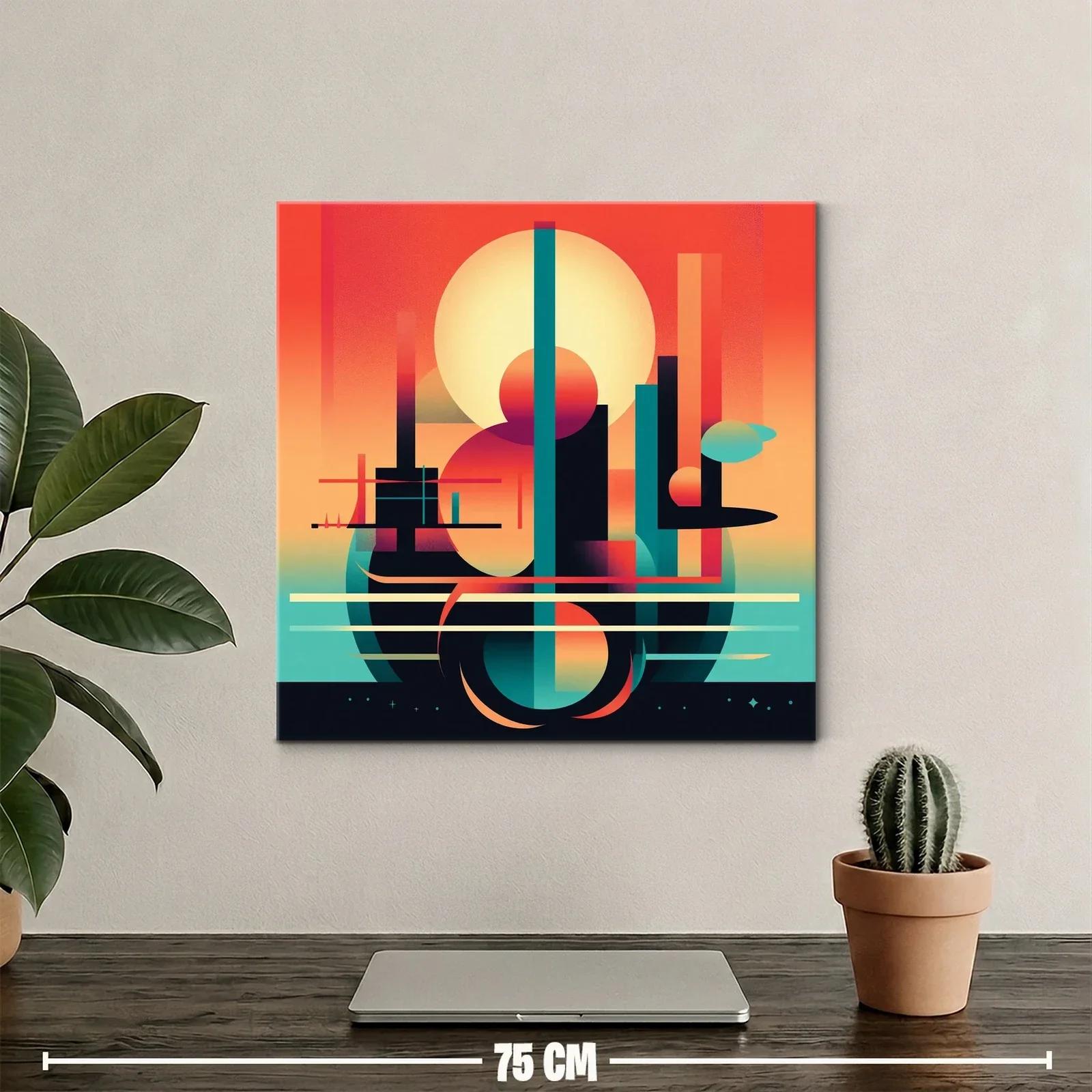 Cuadro abstracto con formas geométricas y tonos cálidos — miniatura 2