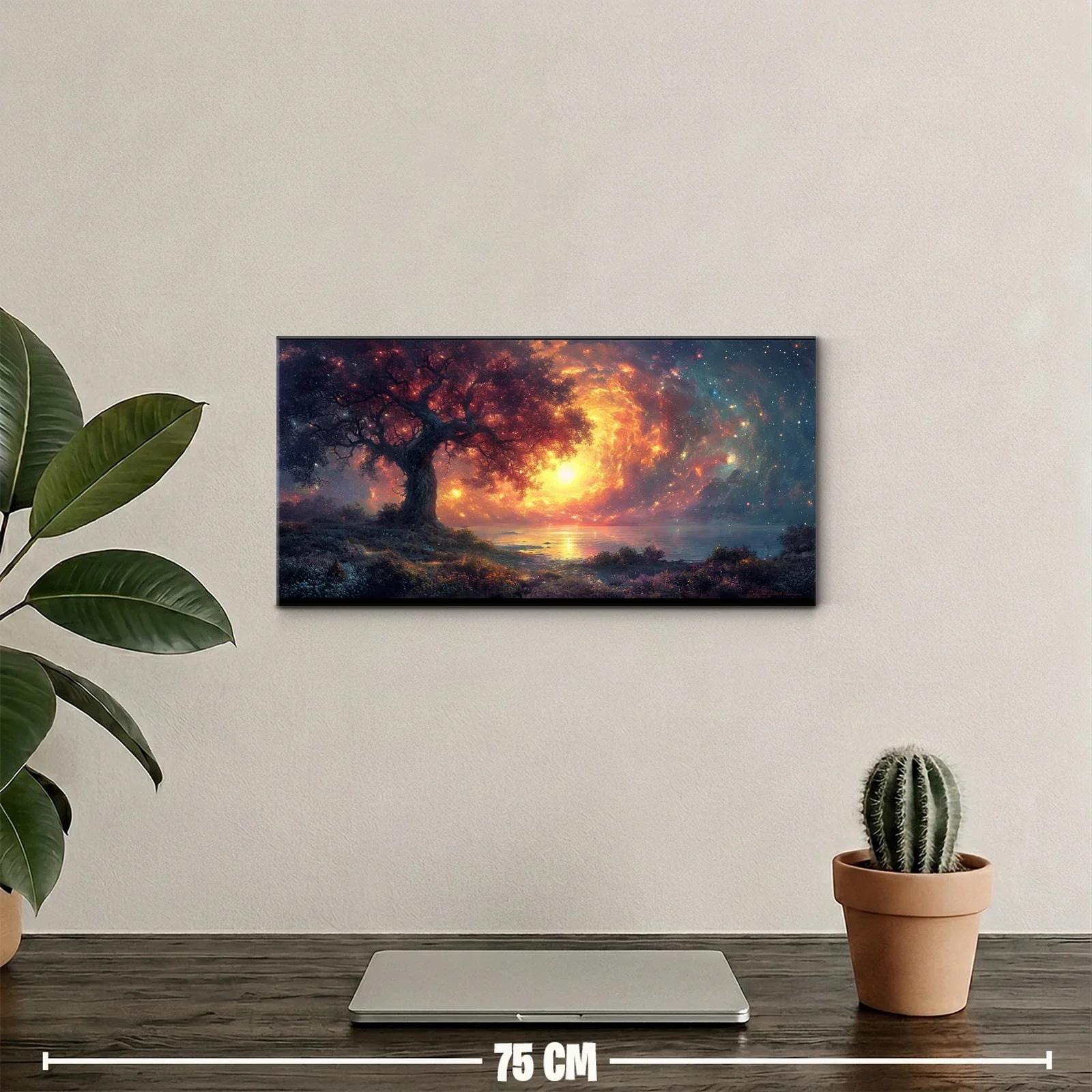 Cuadro árbol junto a un lago con horizonte encendido — miniatura 2