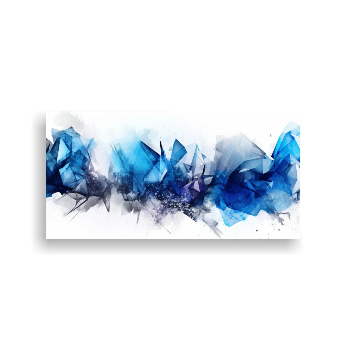 Cuadro composición abstracta de cristales azules en franja panorámica — imagen principal