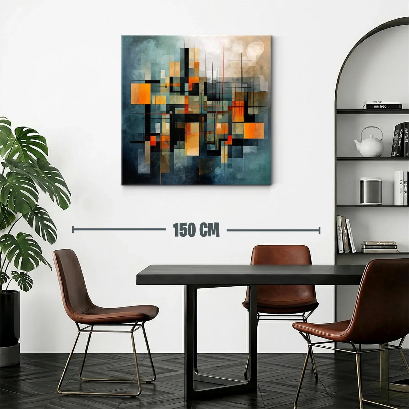 Composición geométrica abstracta en tonos cálidos y fríos — miniatura 2