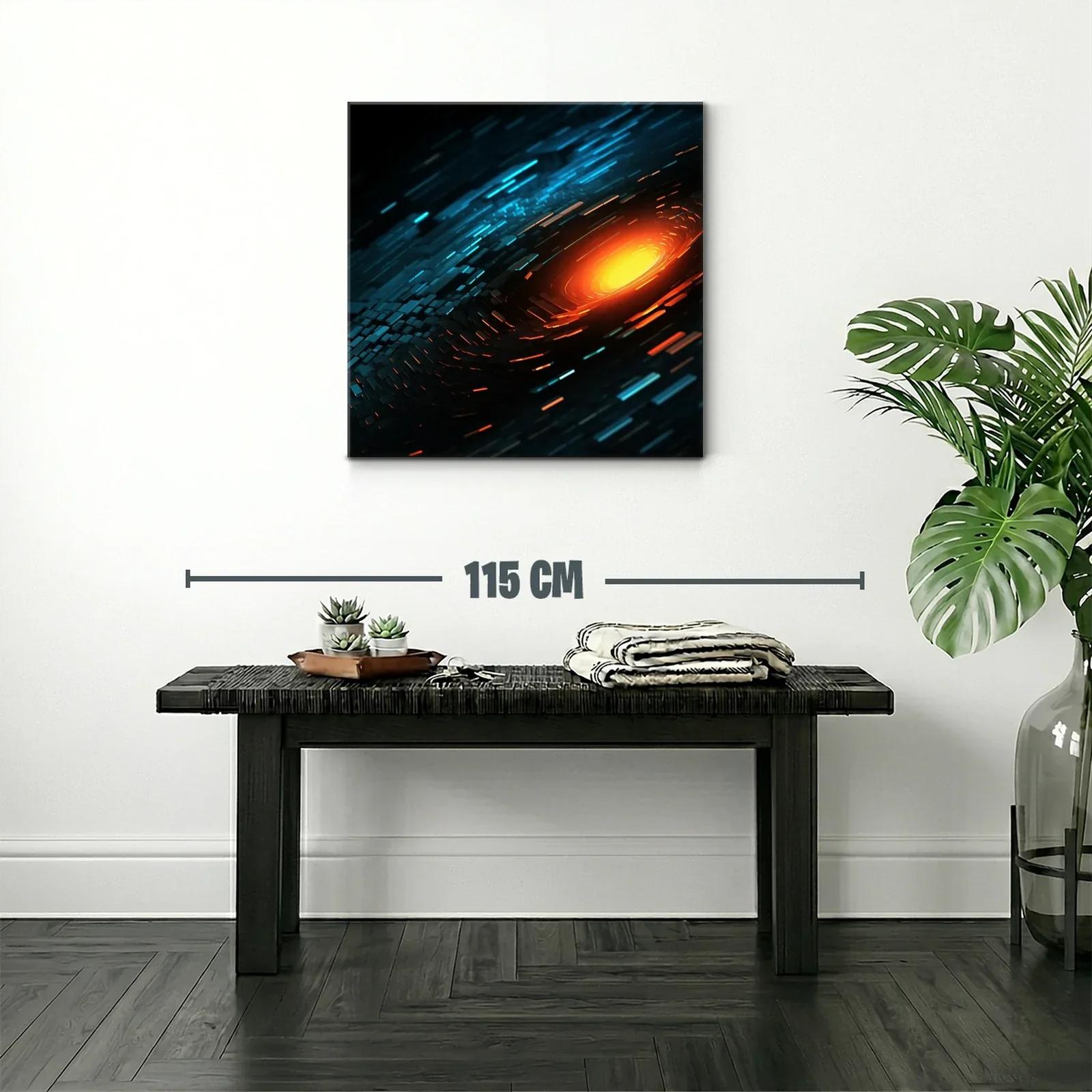 Cuadro abstracto con destellos cálidos y tonos fríos — miniatura 2