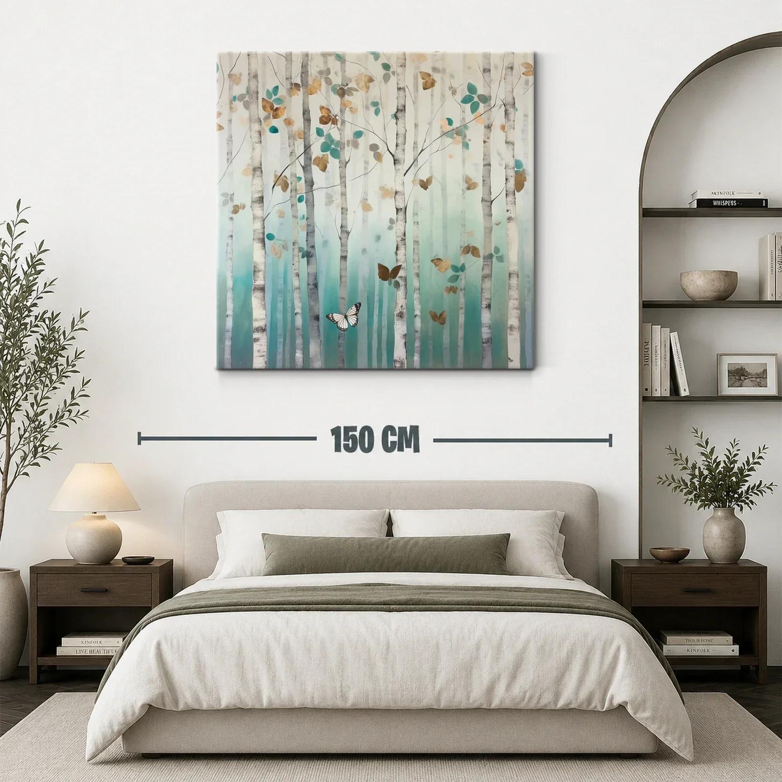 Bosque encantado con mariposas en tonos suaves y dorados — miniatura 3