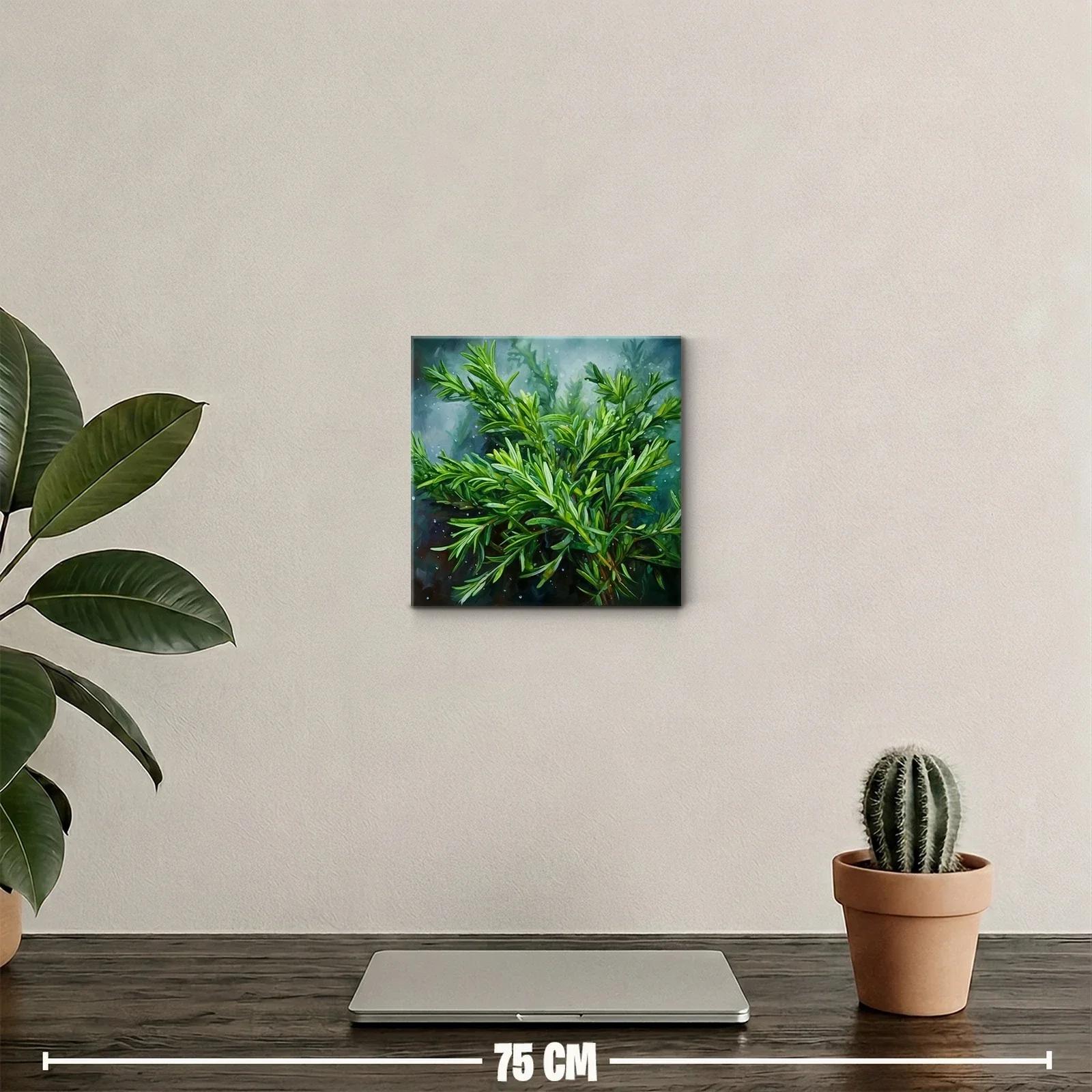 Cuadro decorativo con ramas verdes y gotas de agua — miniatura 2