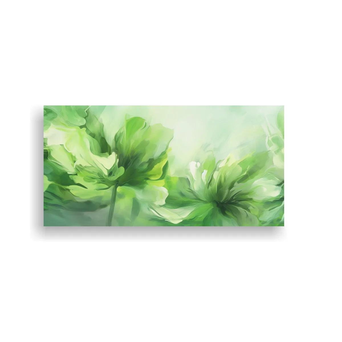 Cuadro flores verdes panorámico con bordes difuminados — imagen principal