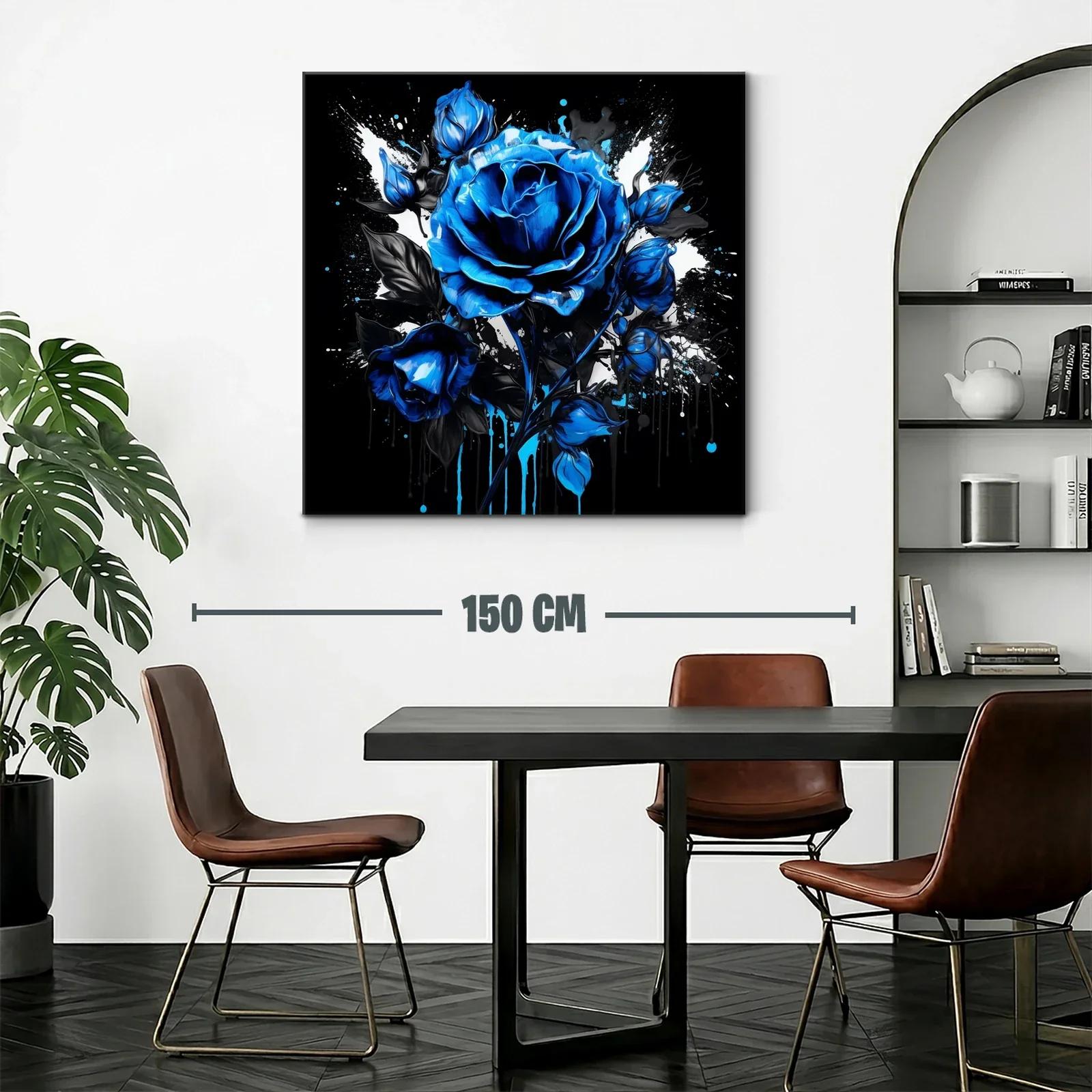 Rosa azul vibrante sobre fondo negro y blanco impactante — miniatura 2