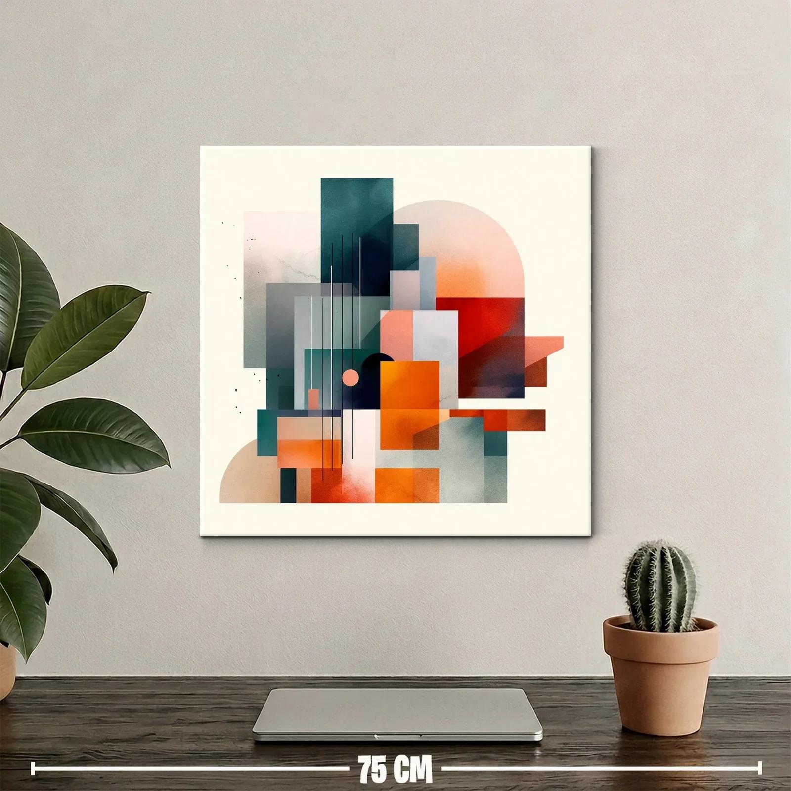 Composición geométrica con tonos cálidos y fríos en contraste — miniatura 2