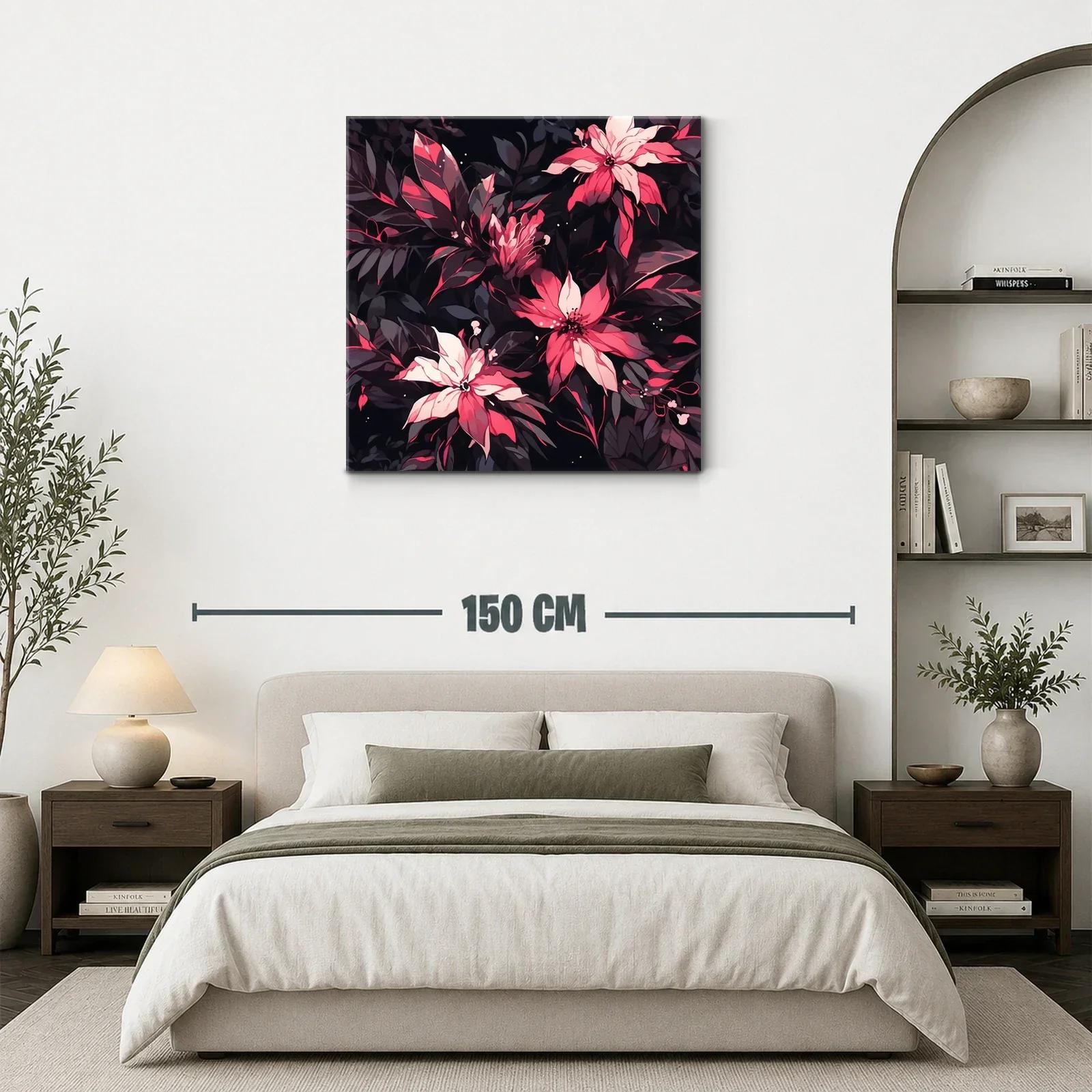 Cuadro floral con tonos vibrantes y fondo oscuro — miniatura 3