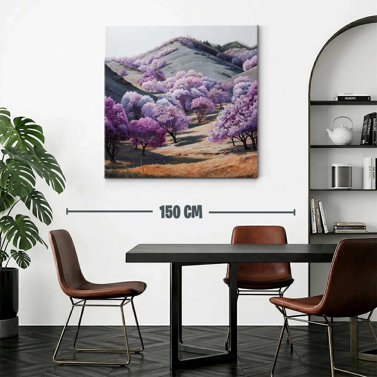 Paisaje sereno con árboles en tonos lila y rosa — miniatura 2
