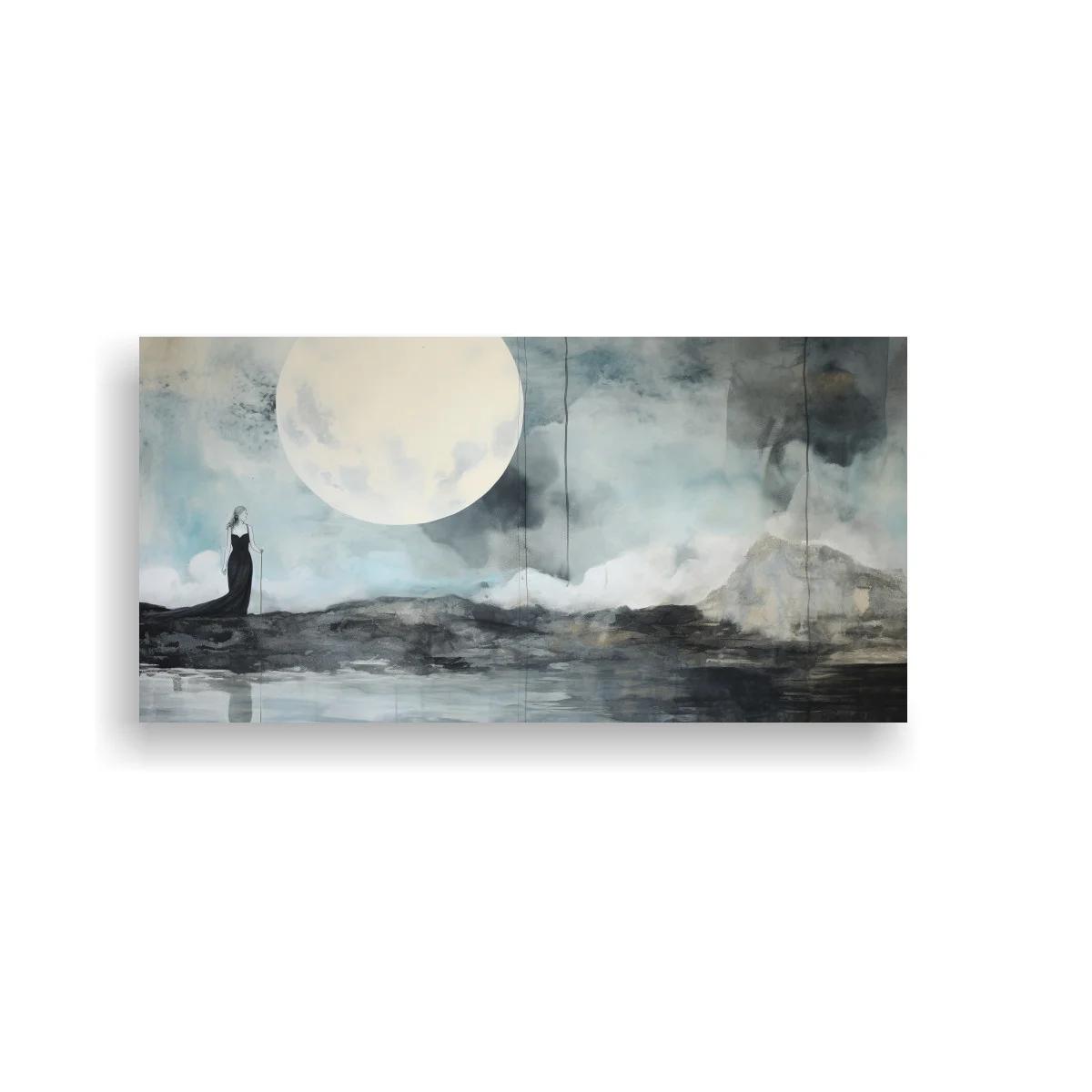 Cuadro figura solitaria bajo la luna llena — imagen principal