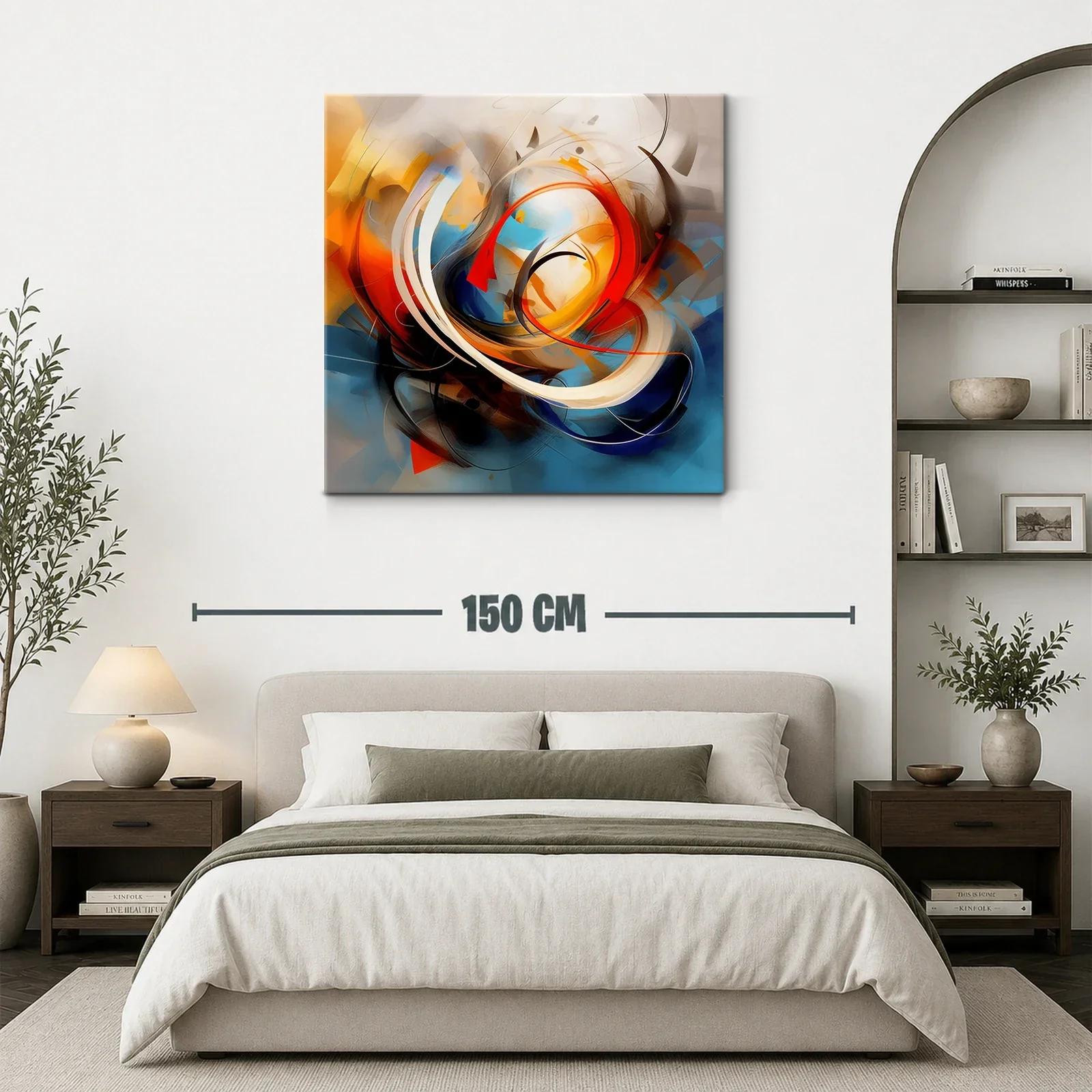 Composición abstracta dinámica con vibrantes tonos cálidos y fríos — miniatura 3
