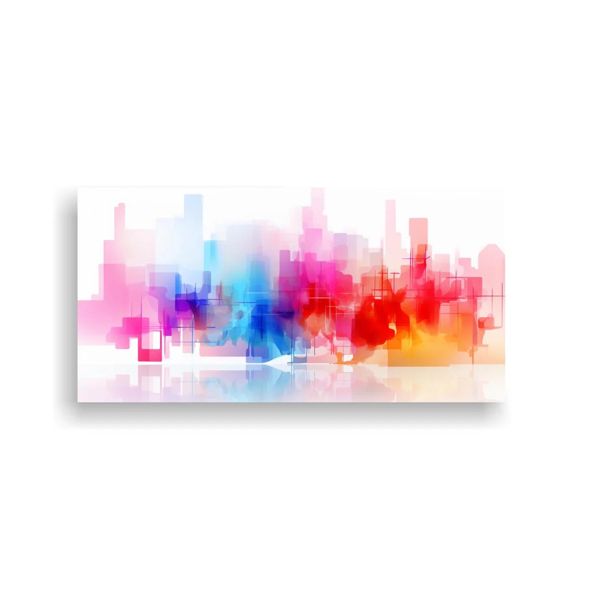Cuadro skyline abstracto en franjas de color — imagen principal