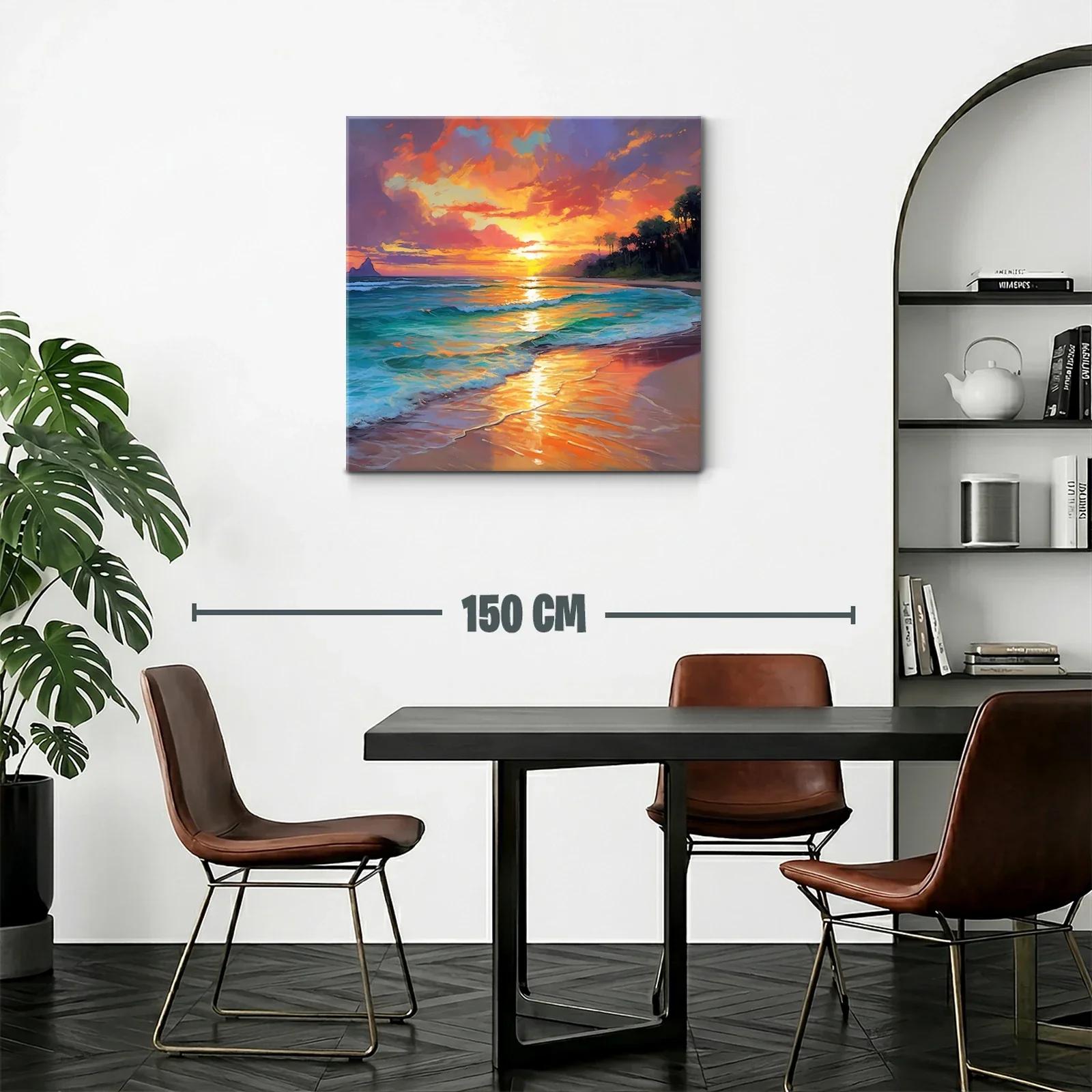 Atardecer vibrante en playa tropical con reflejos dorados — miniatura 2