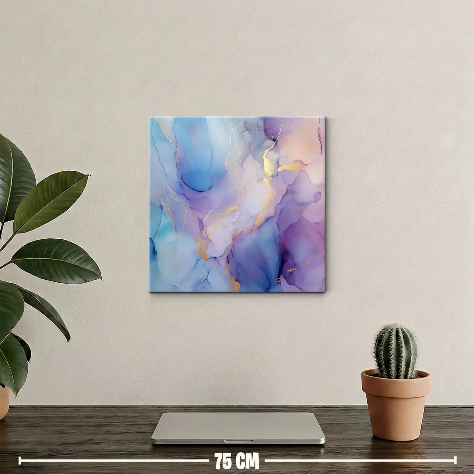 Cuadro abstracto con tonos violetas y azul pastel delicados — miniatura 2