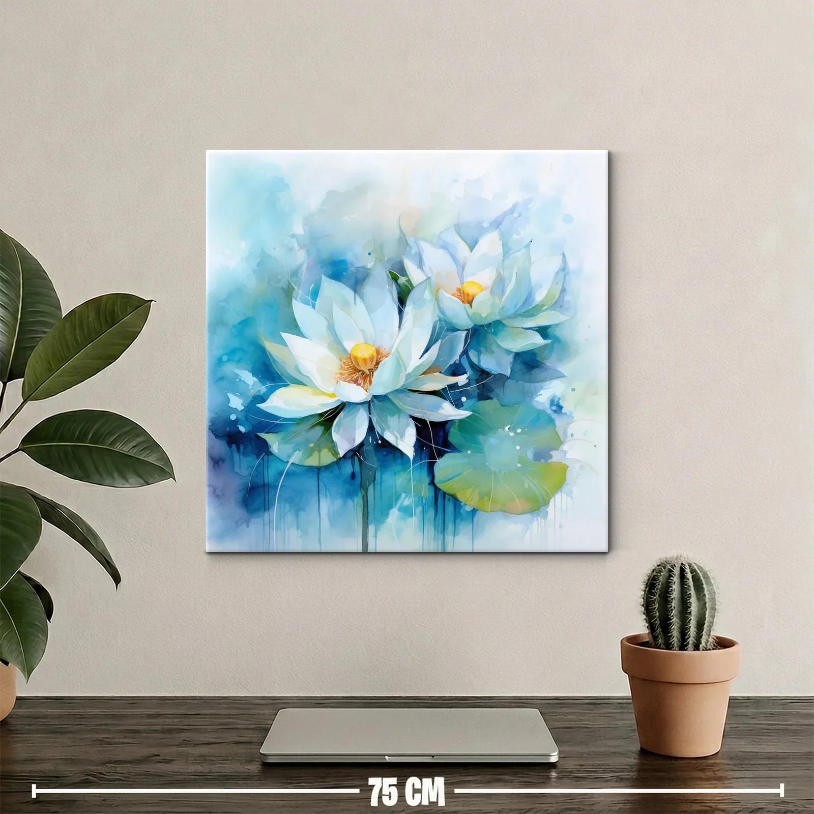 Serenidad en flores de loto blancas y tonos azules — miniatura 2