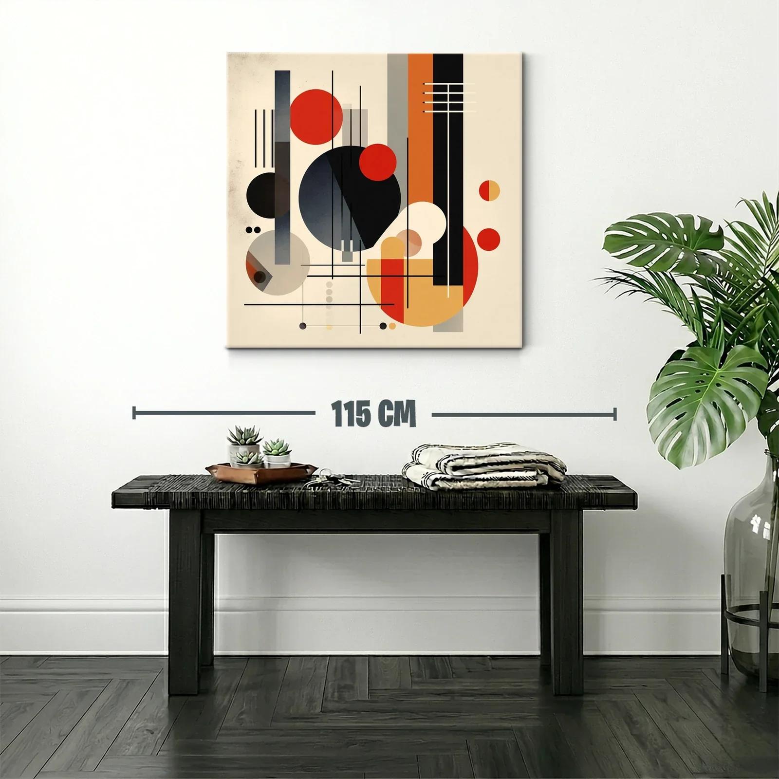 Composición abstracta con formas geométricas en tonos cálidos y negros — miniatura 2
