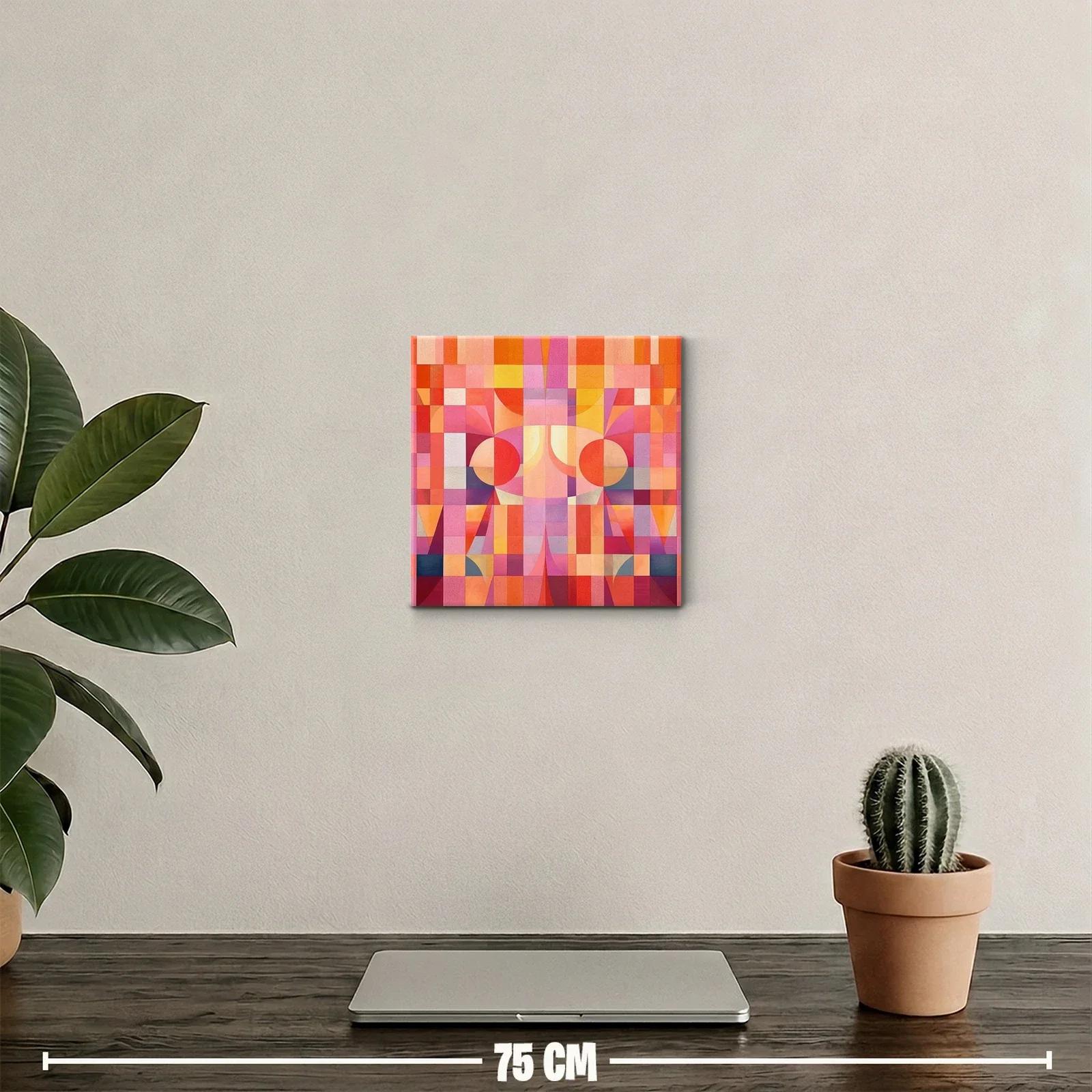 Cuadro abstracto con formas geométricas y tonos cálidos — miniatura 2