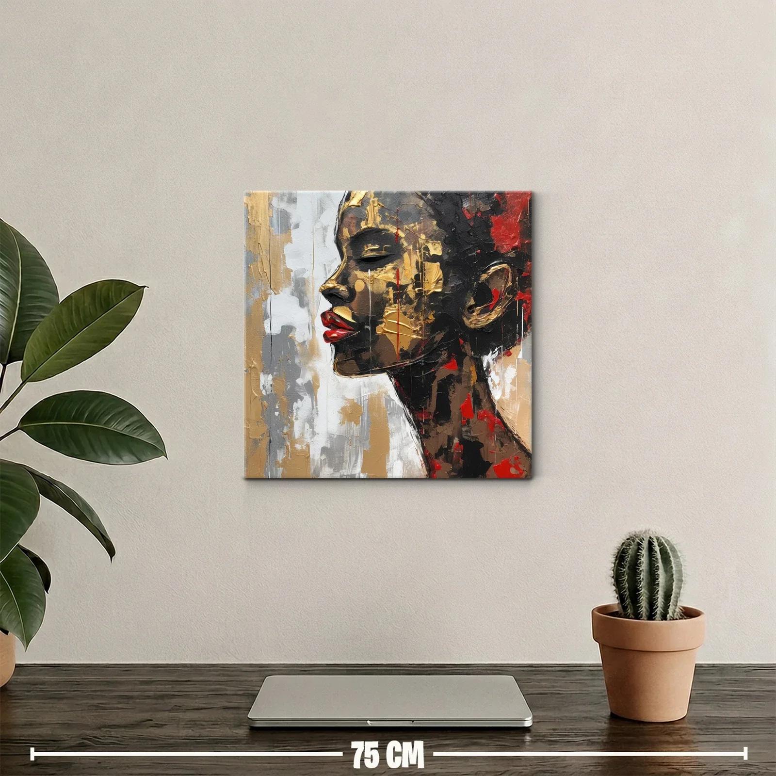 Retrato expresivo con detalles dorados y labios rojos intensos — miniatura 2