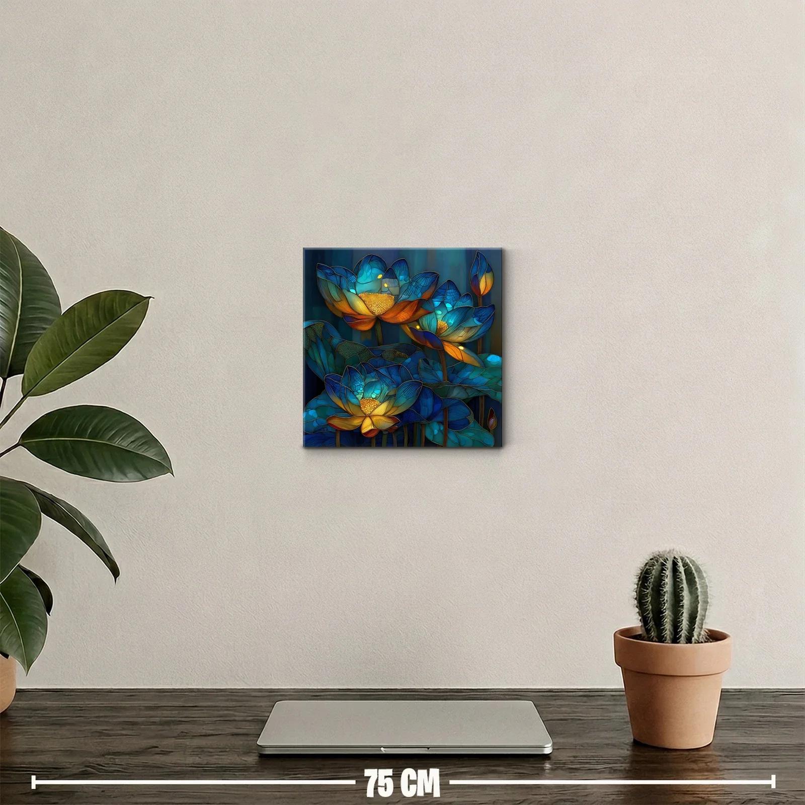 Flores luminiscentes en tonos azules y dorados vibrantes — miniatura 2