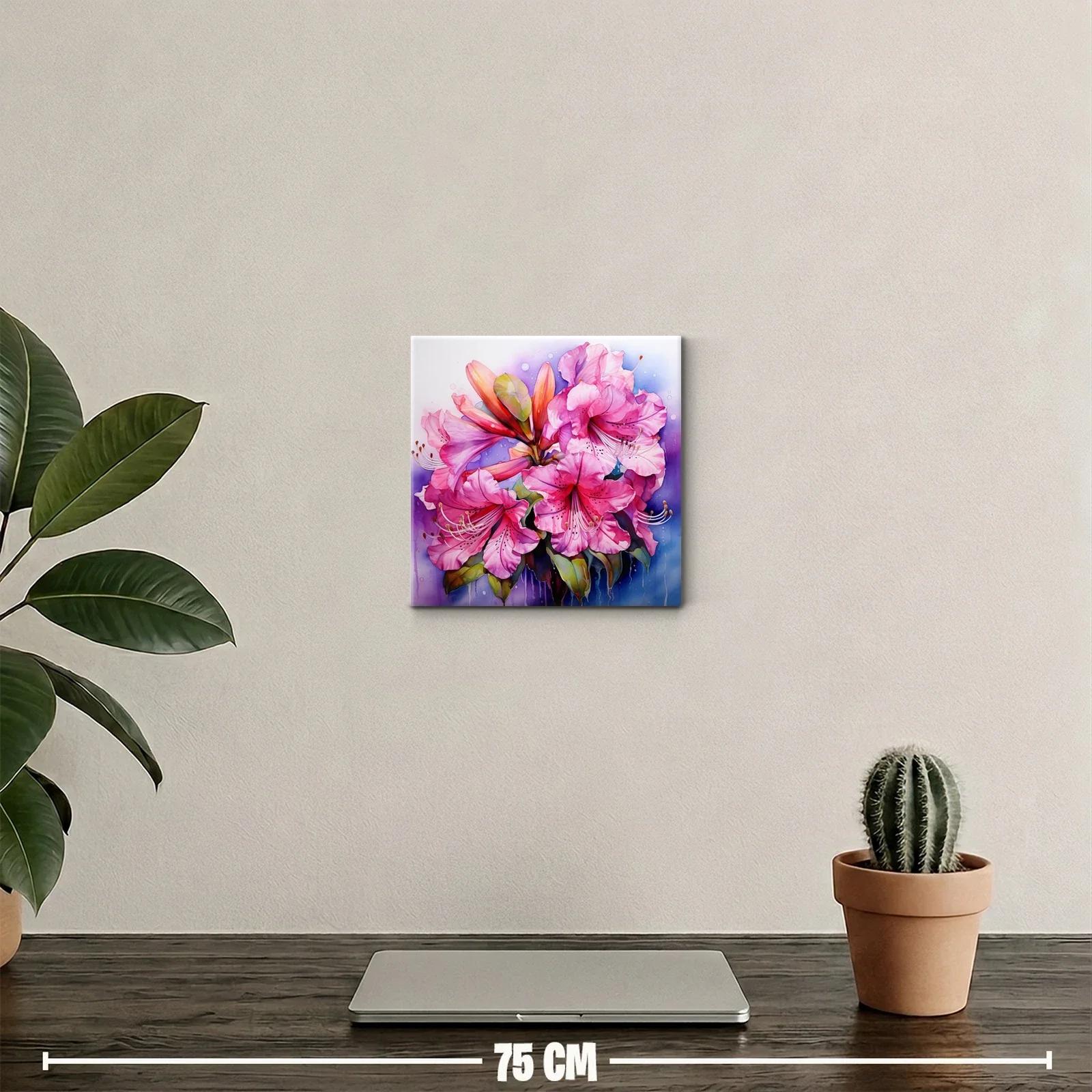 Cuadro floral con vibrantes azaleas en tonos rosas y morados — miniatura 2