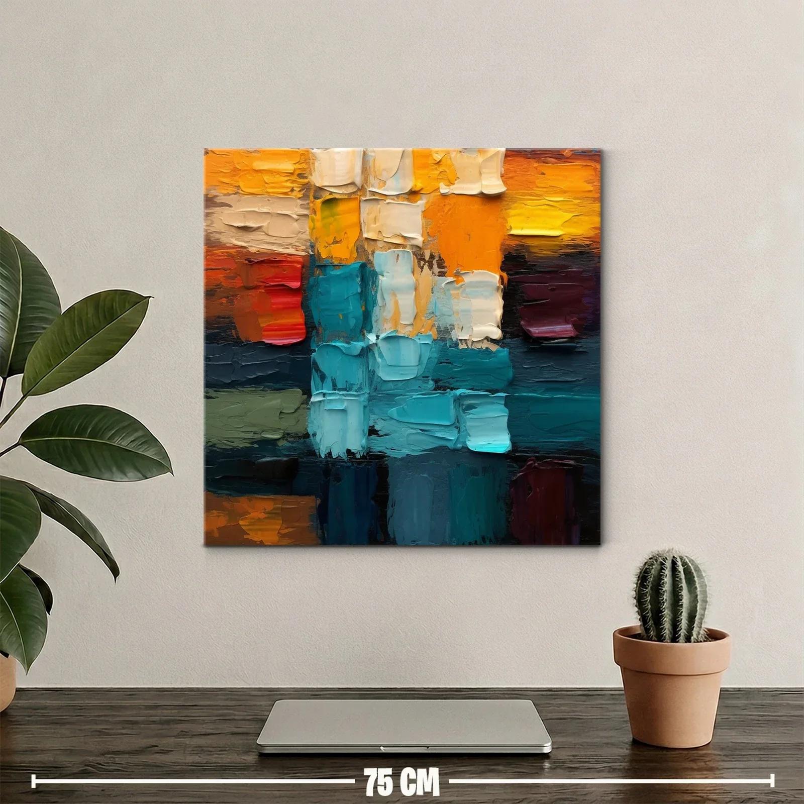 Composición abstracta en tonos cálidos y fríos vibrantes — miniatura 2