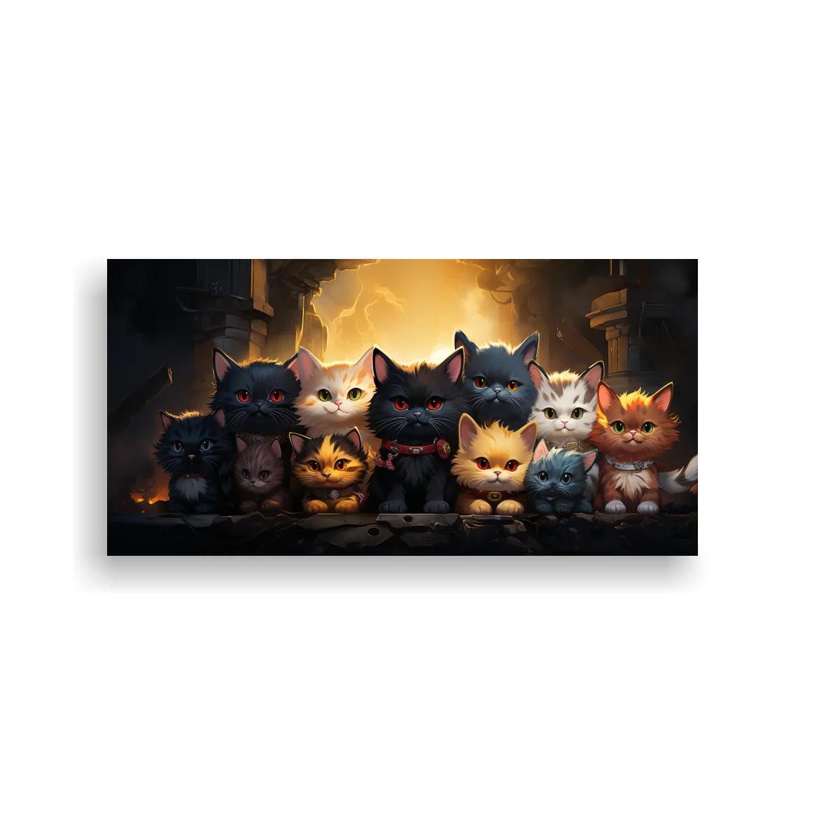 Cuadro grupo de gatos en ruinas de piedra