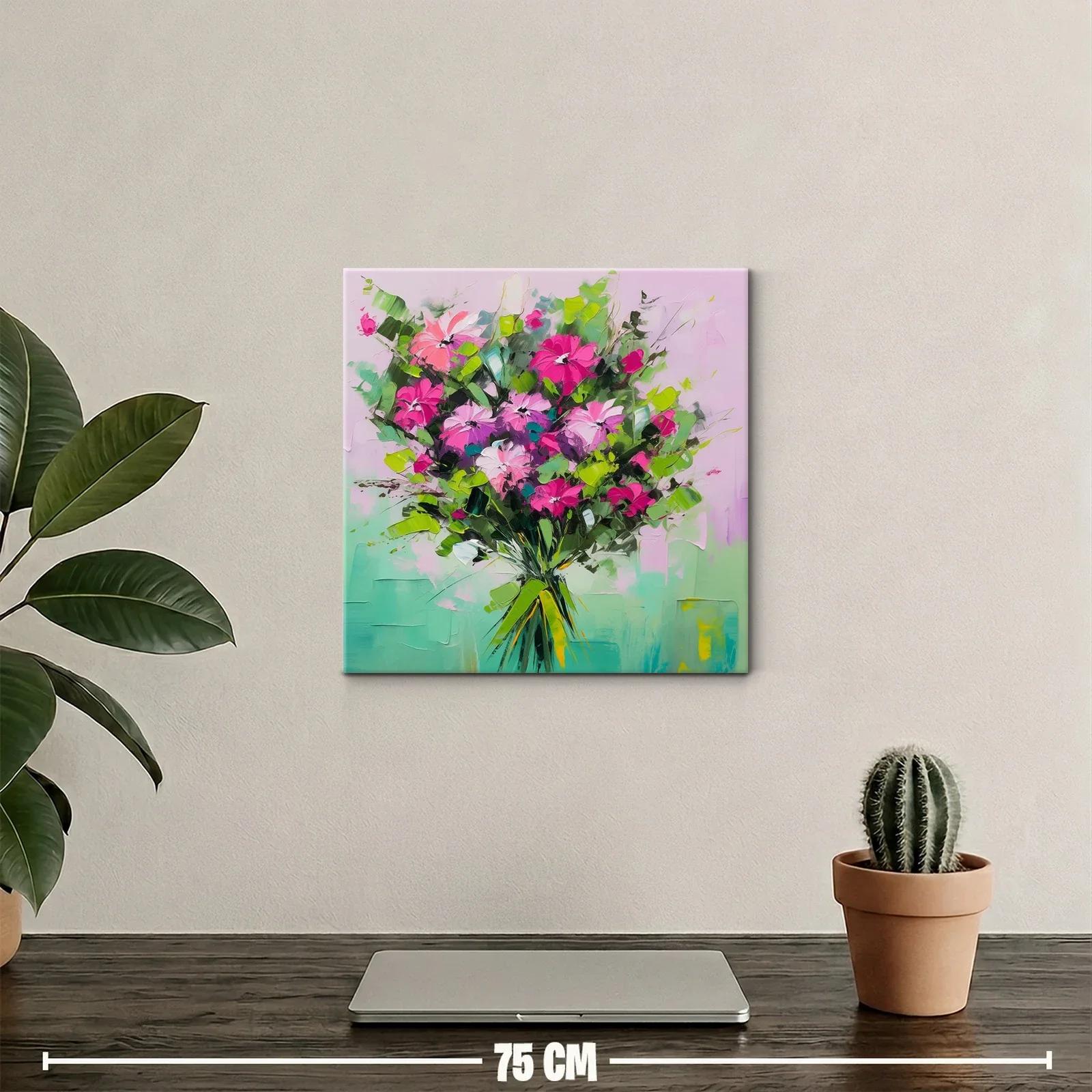 Ramo vibrante de flores en tonos verdes y fucsias — miniatura 2