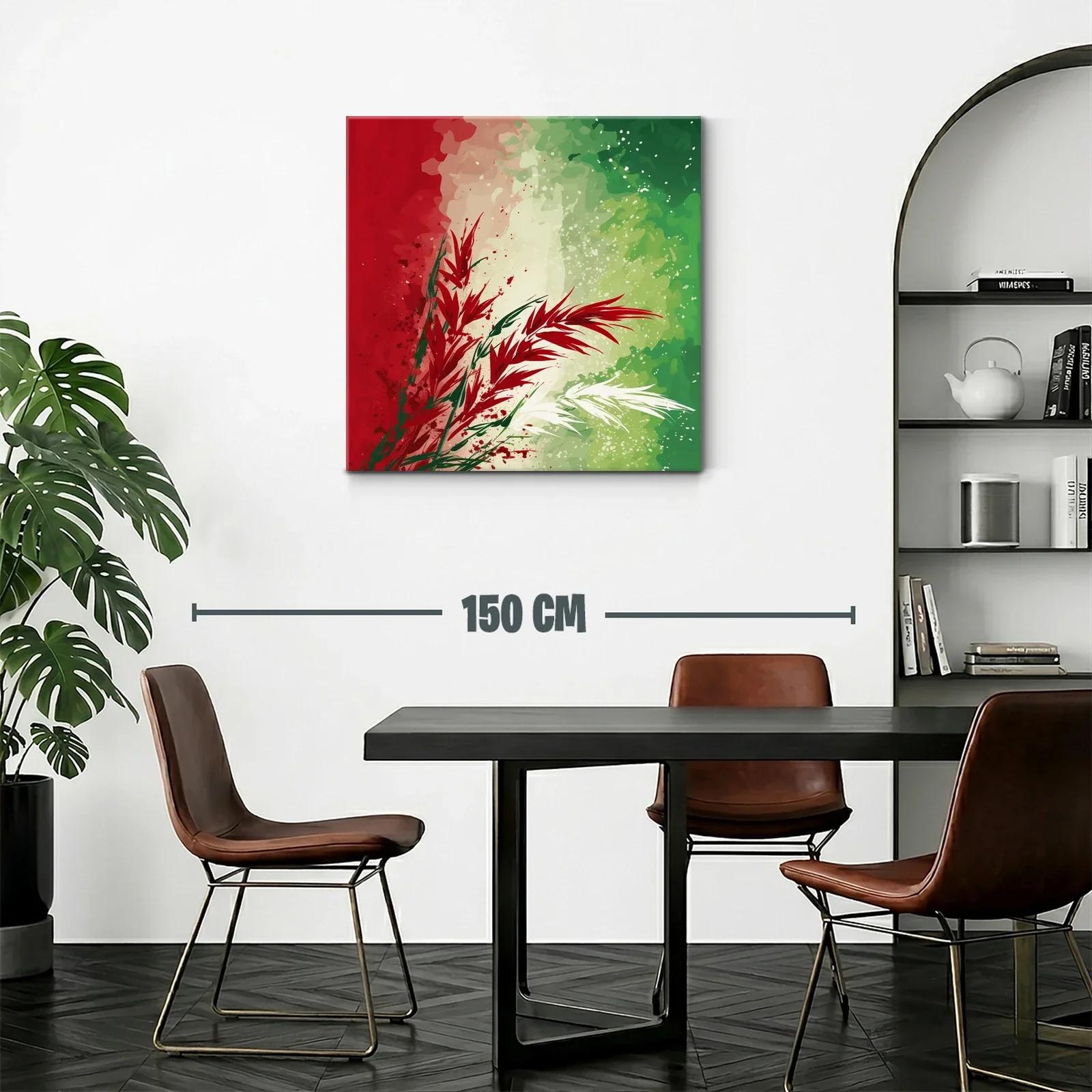 Composición abstracta en rojo verde y blanco vibrante — miniatura 2