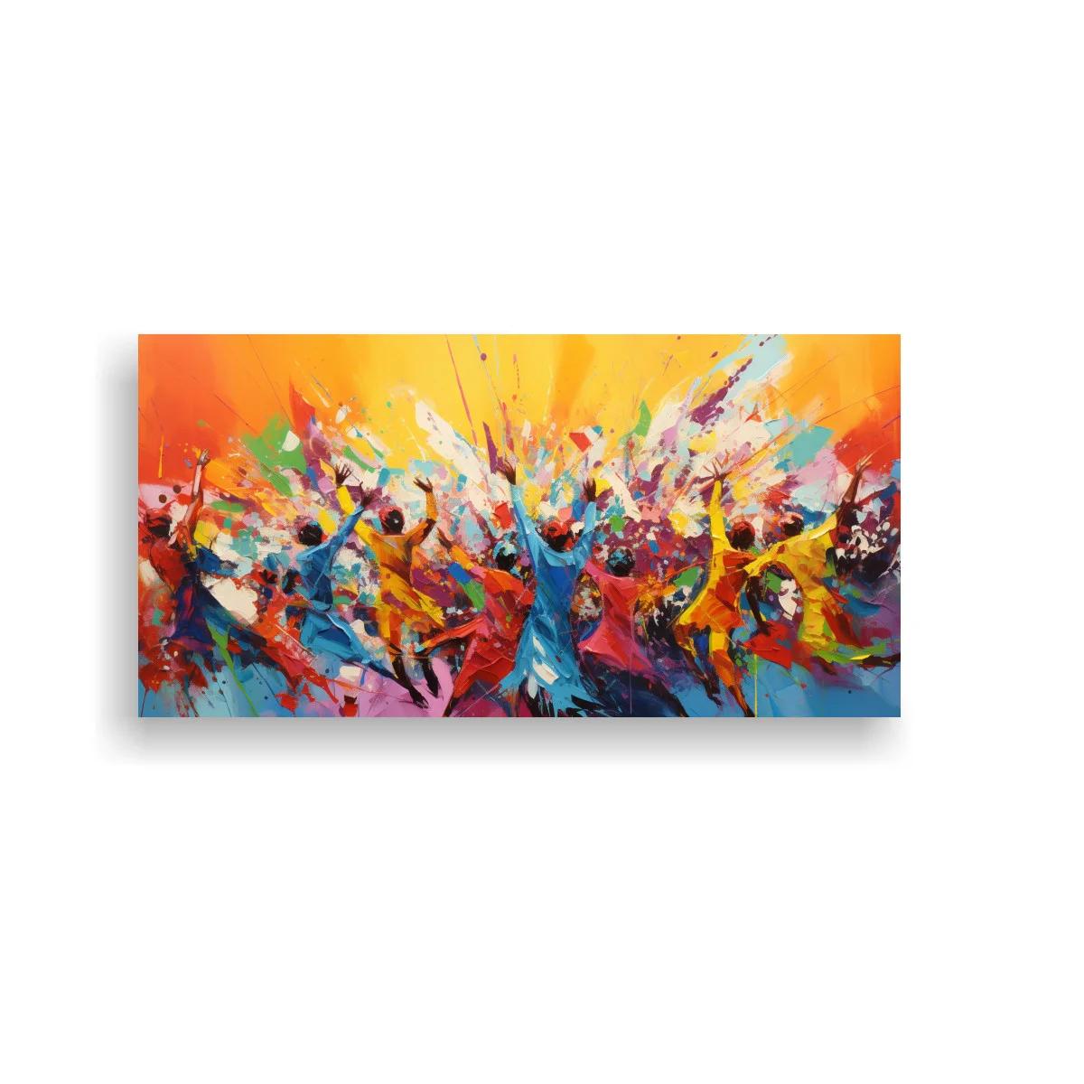 Cuadro figuras humanas bailando con estallido de color — imagen principal