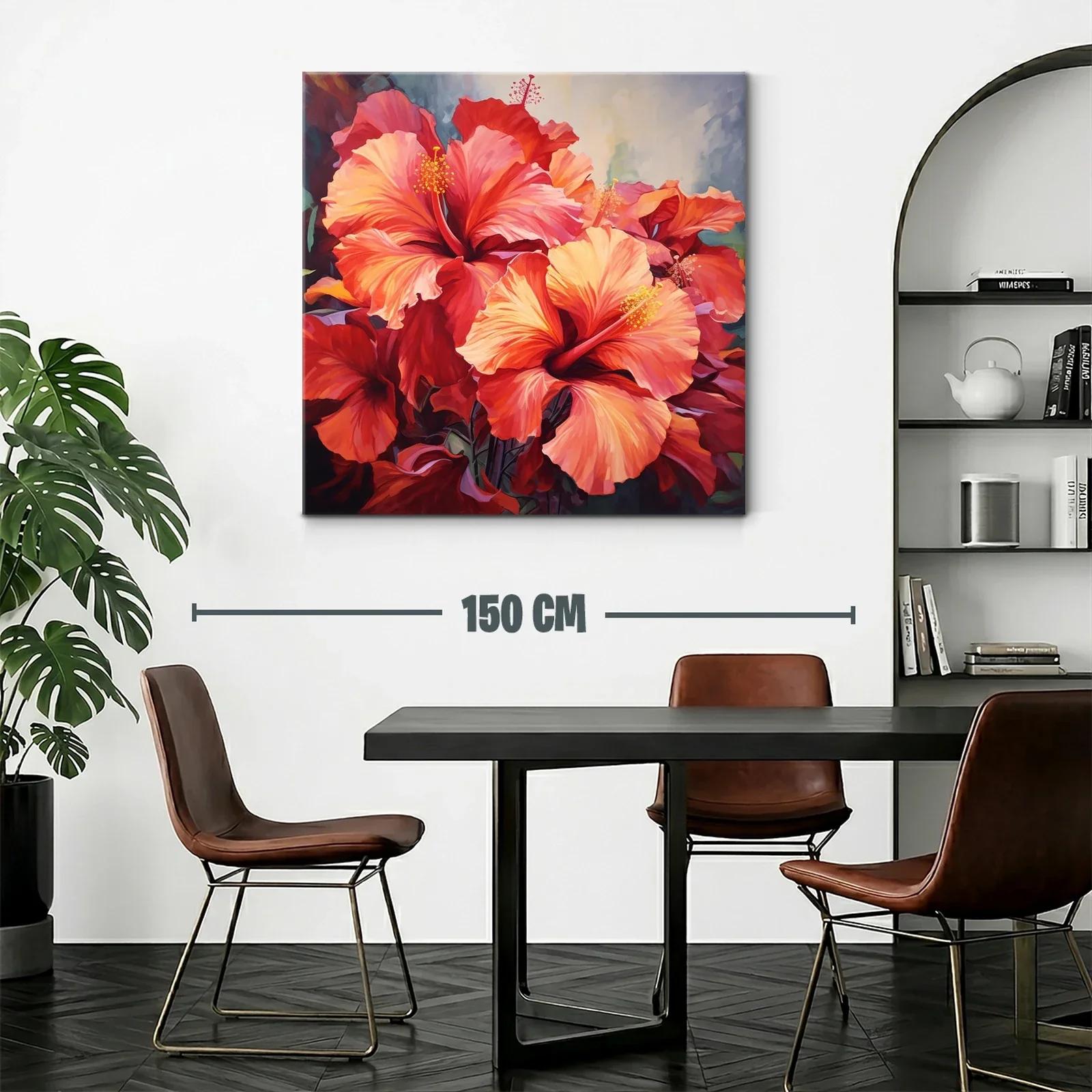 Cuadro de flores vibrantes en tonos rojos y naranjas — miniatura 2