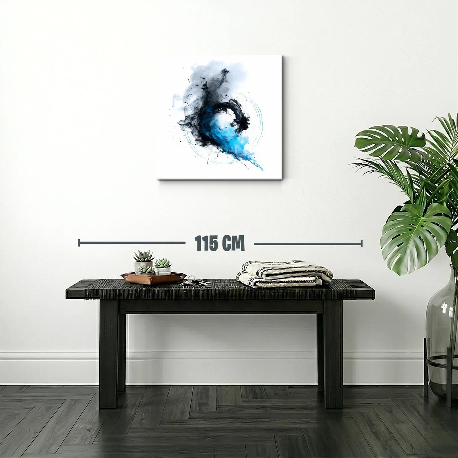 Cuadro abstracto con formas fluidas en azul y negro — miniatura 2