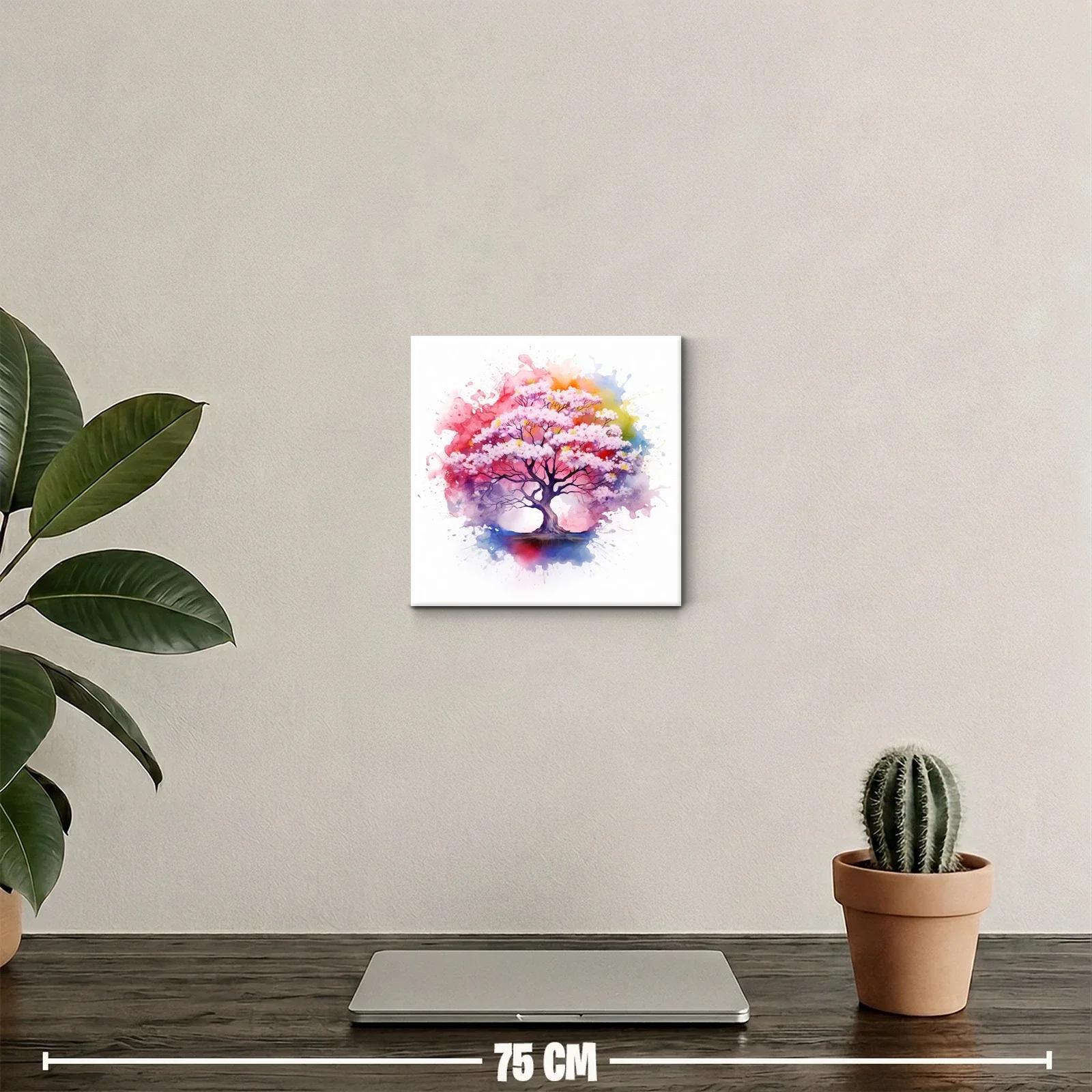 Árbol florido en vibrantes tonos acuarela para decorar — miniatura 2